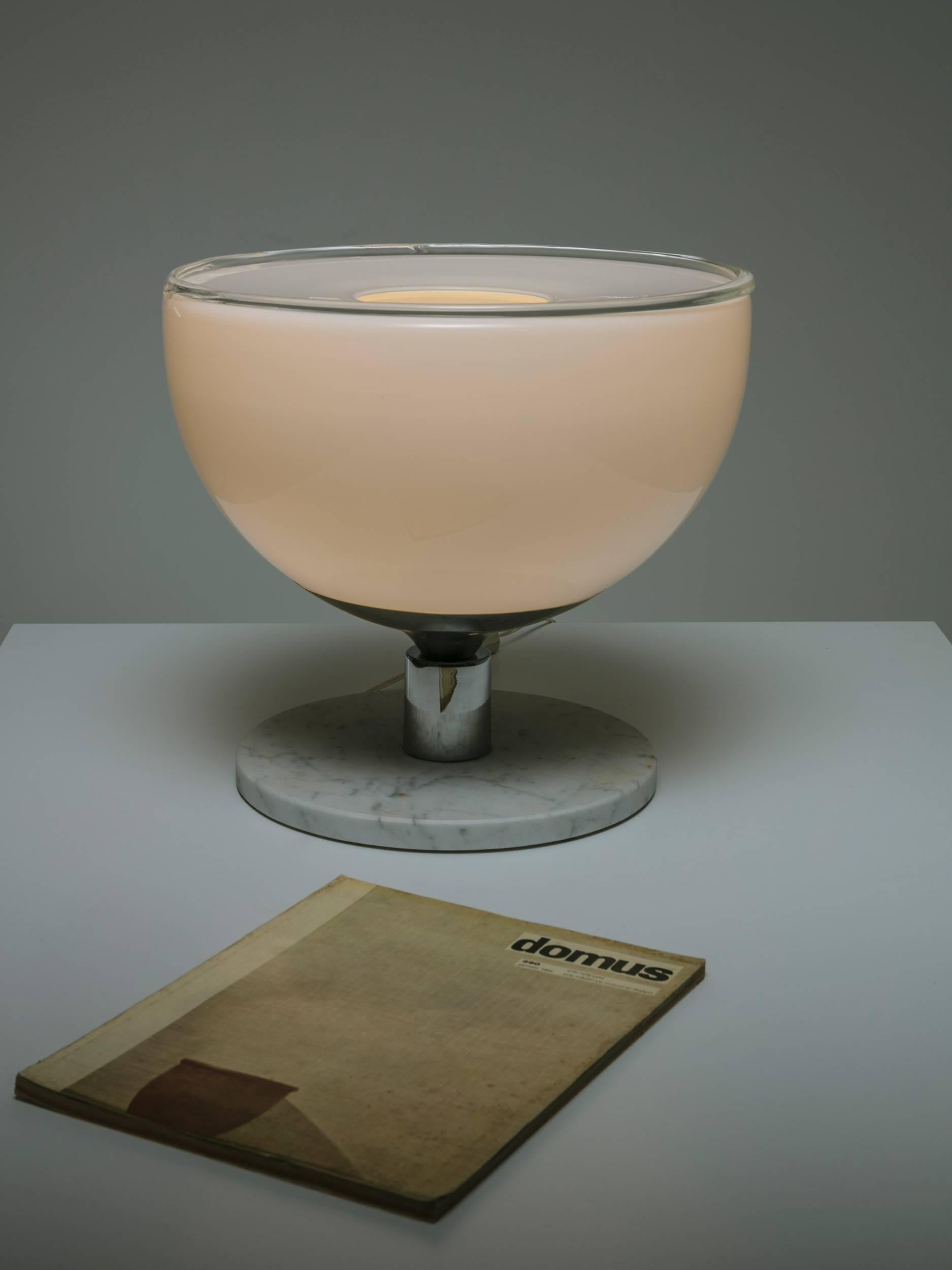 Murano Glass Table Lamp with Marble Base, Italy, 1960s In Good Condition For Sale In Milan, IT