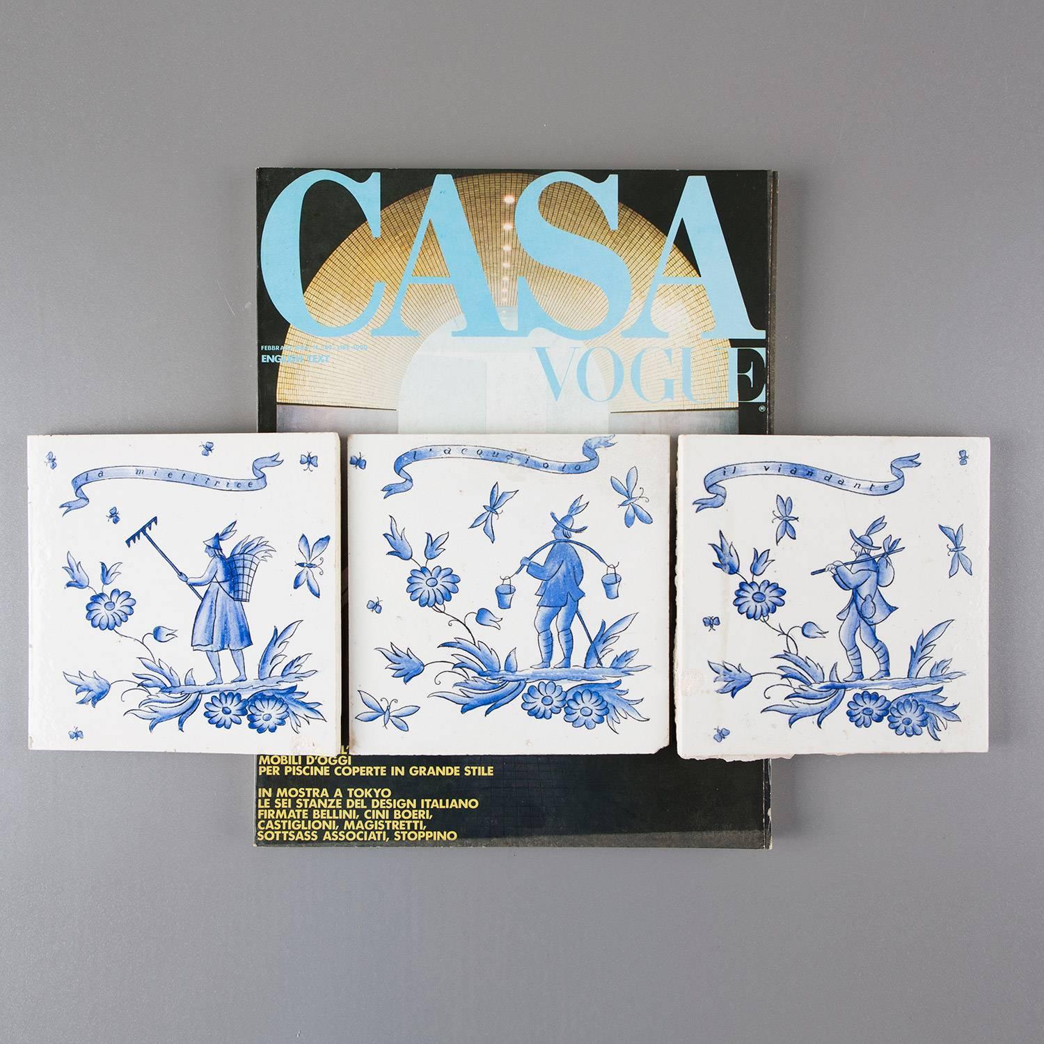 Set of Six Ceramic Tiles by Gio Ponti, Italy, 1930s For Sale 2