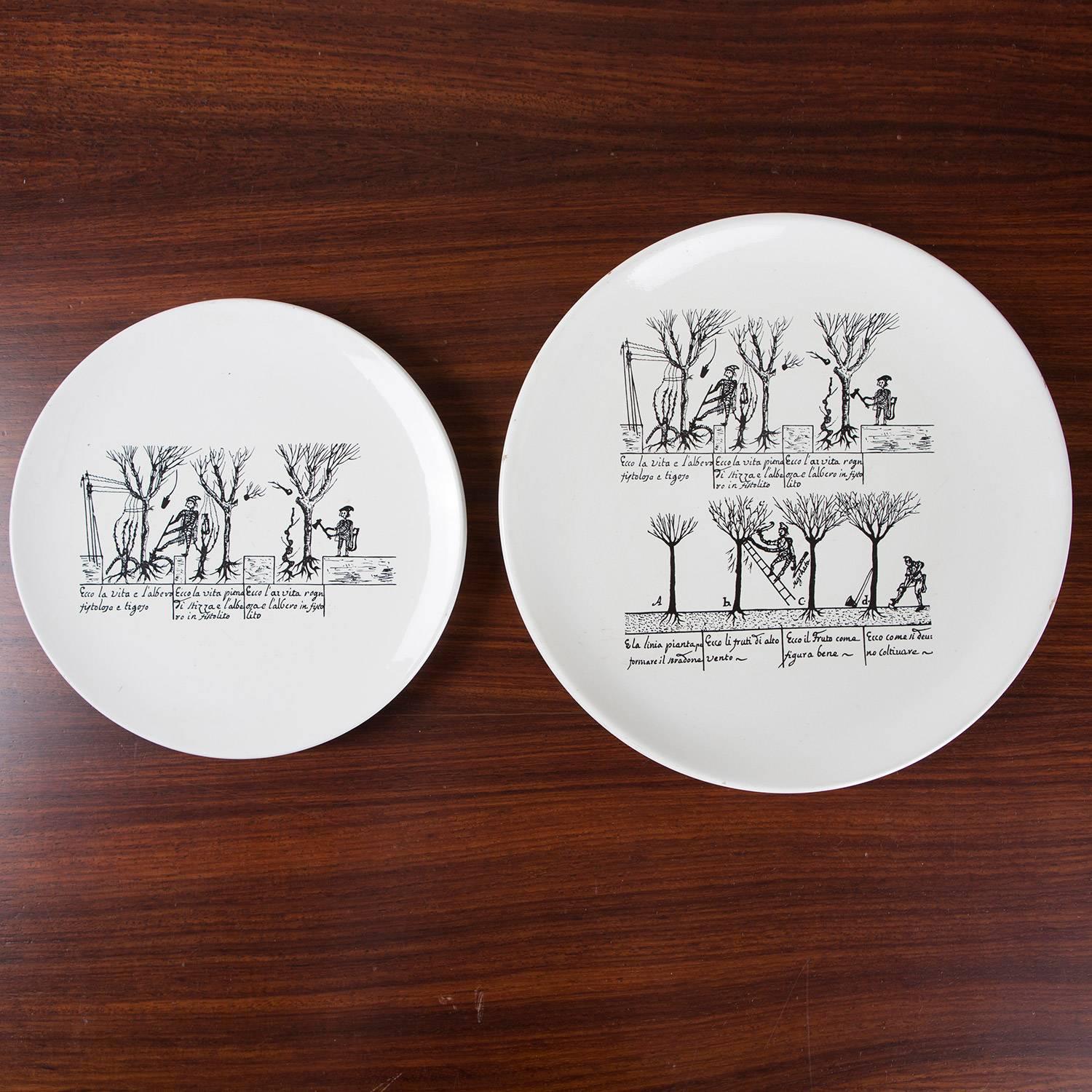 Italian Set of 9 Ceramic Plates by Enzo Bioli for Il Picchio, Italy, 1970s For Sale