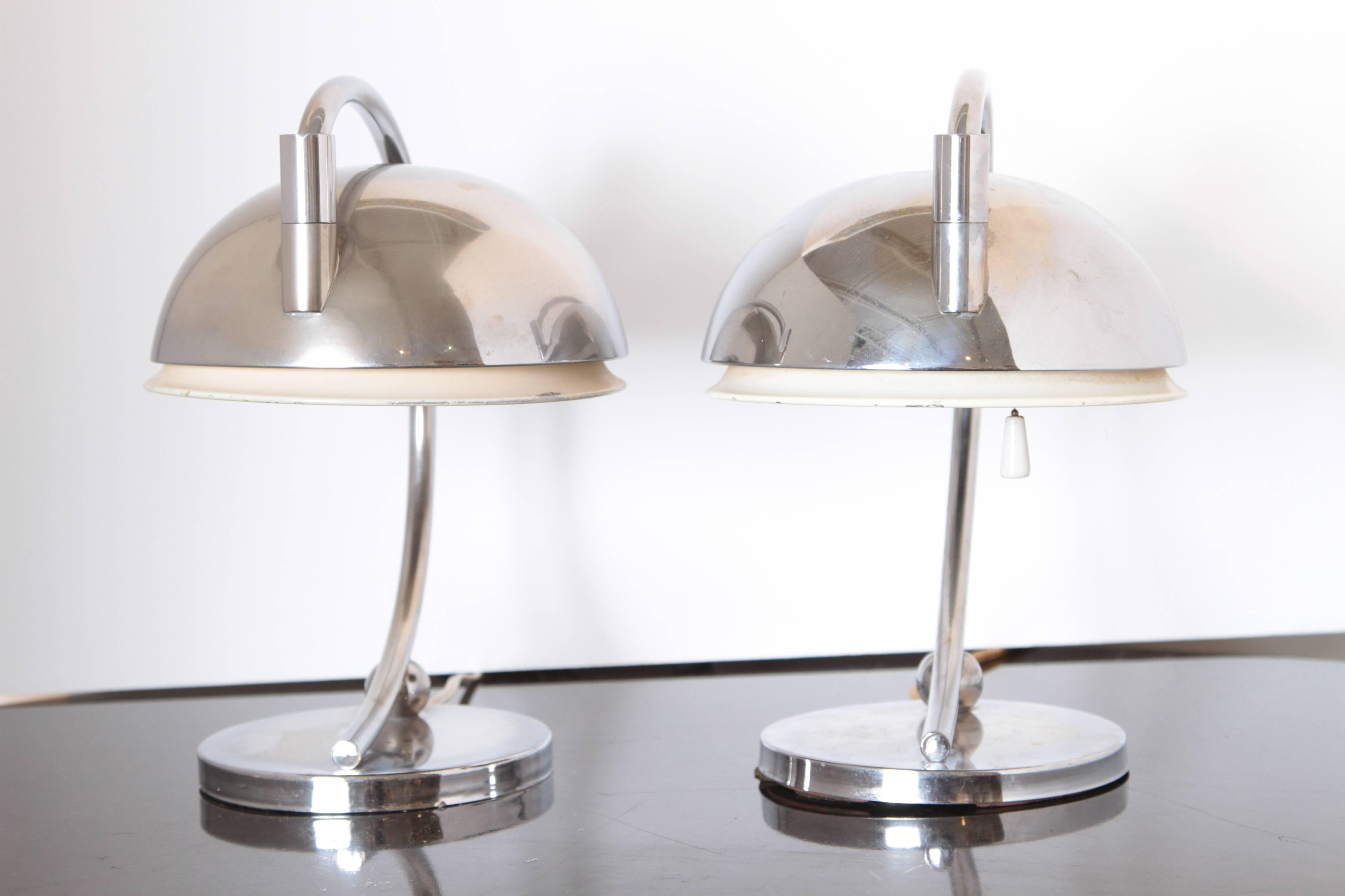 Machine Age Art Deco Gilbert Rohde Attribution Pair Articulating Table Lamps For Sale 3