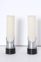 Gilbert Rohde for Mutual Sunset Attributed Machine Age Art Deco "Lipstick" Lamps