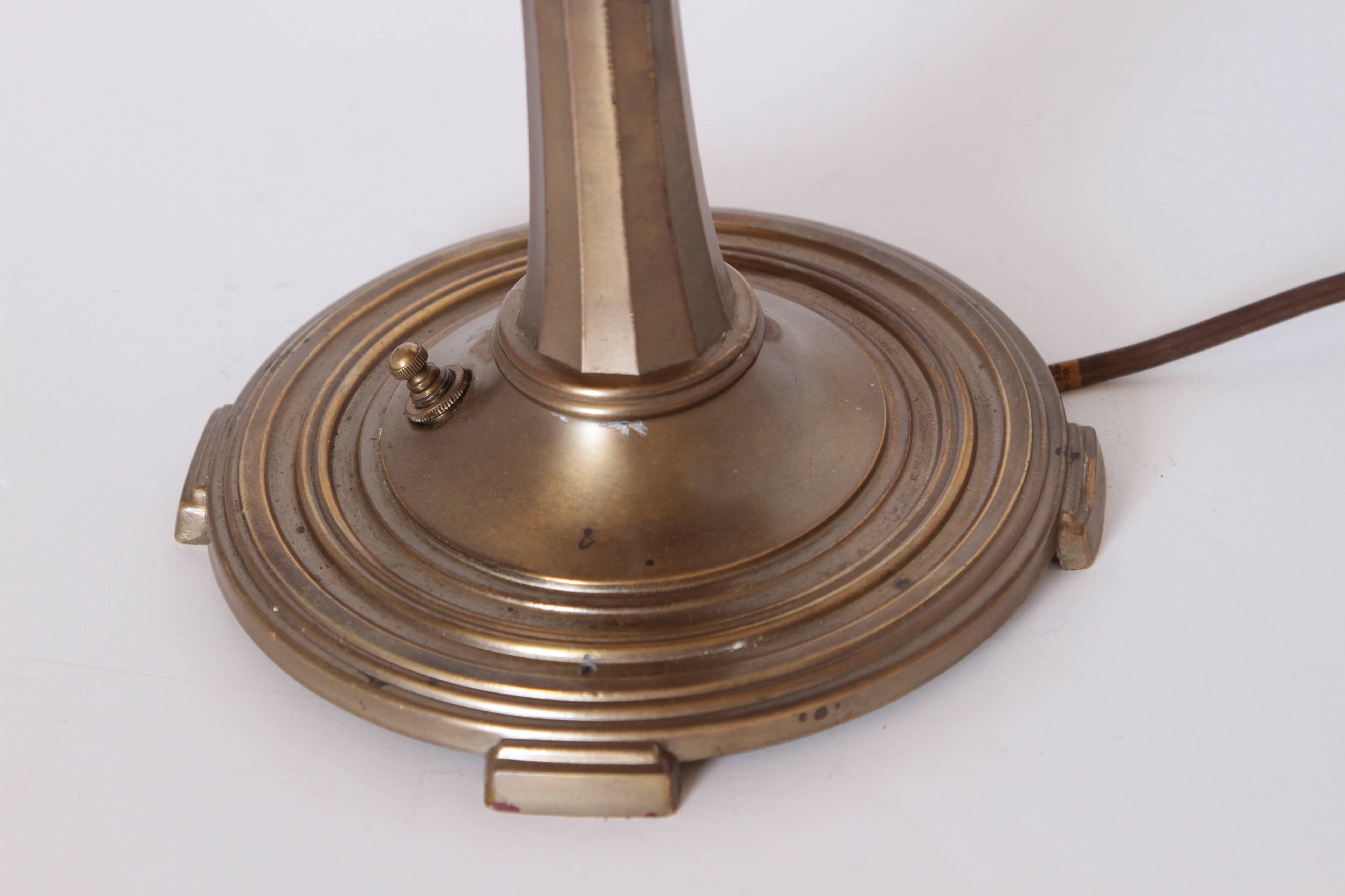 Enameled Leroy C. Doane Machine Age Art Deco Brass Sight Light Table or Desk Lamp