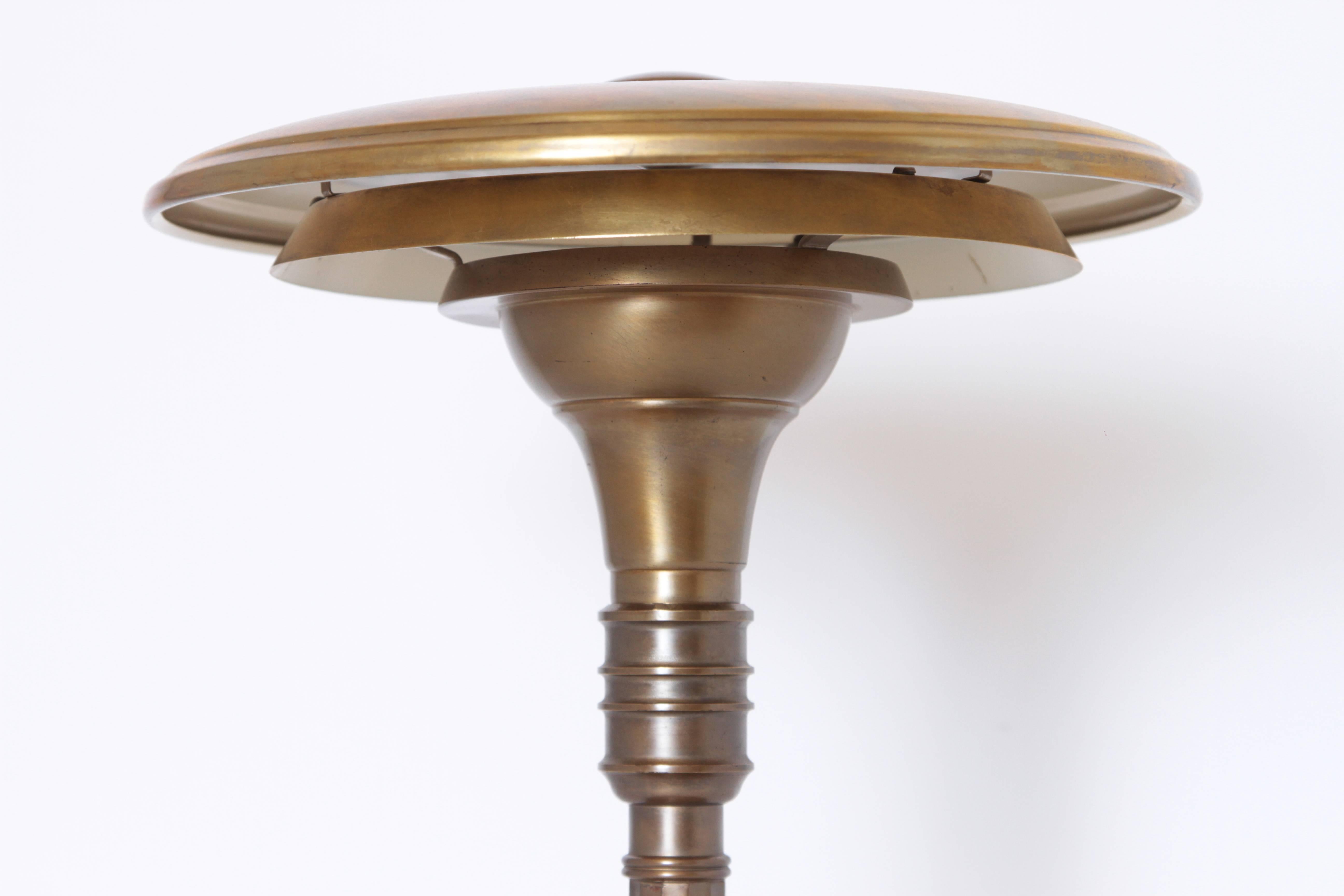 American Leroy C. Doane Machine Age Art Deco Brass Sight Light Table or Desk Lamp