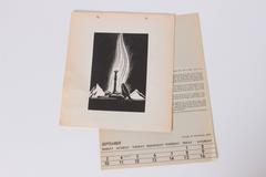 Art Deco 1939 Rockwell Kent "Flame" Original Block Print Calendar