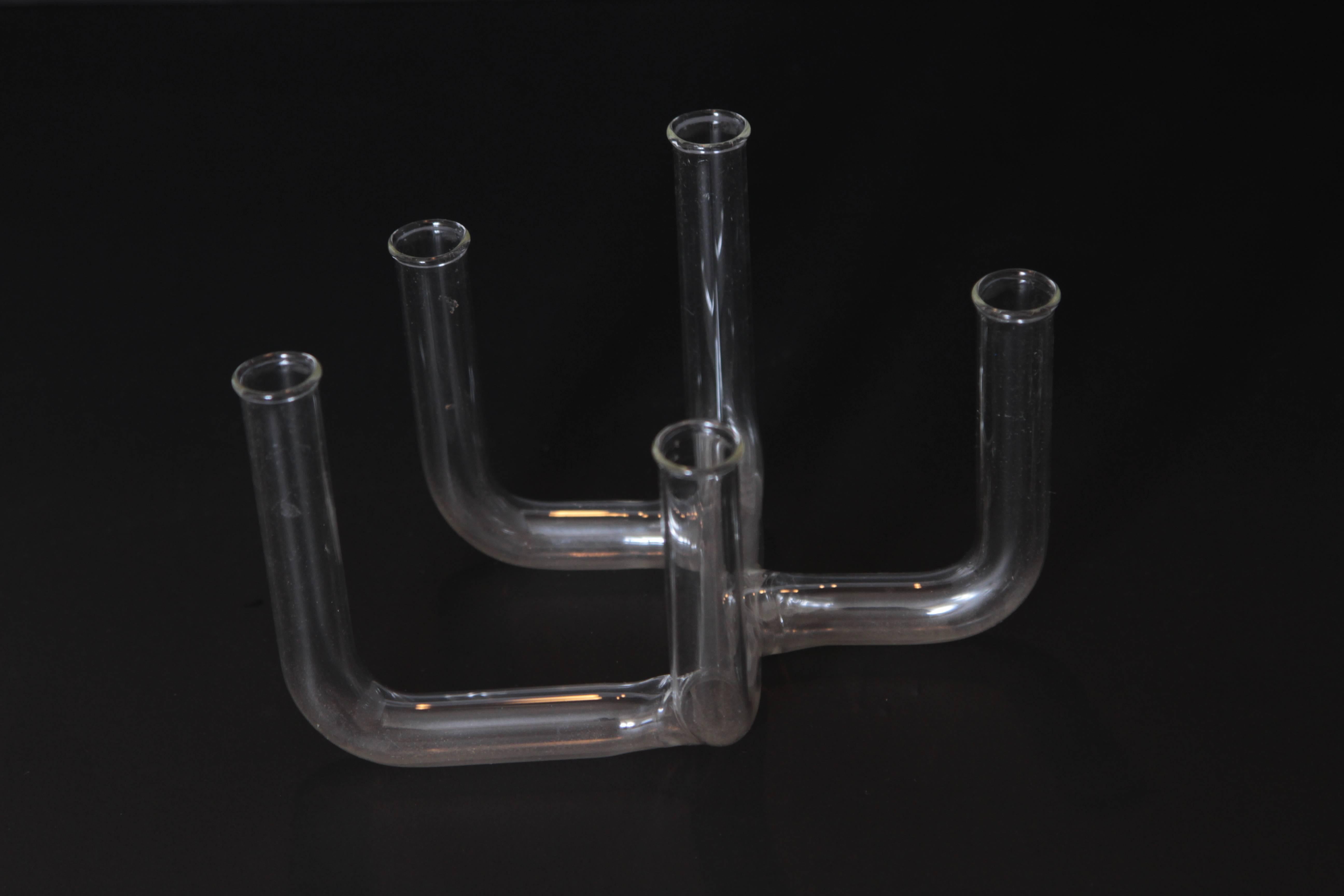 Mid-20th Century Art Deco Modernist Glass Bud Vase Attributed to William Wagenfeld Post Bauhaus For Sale