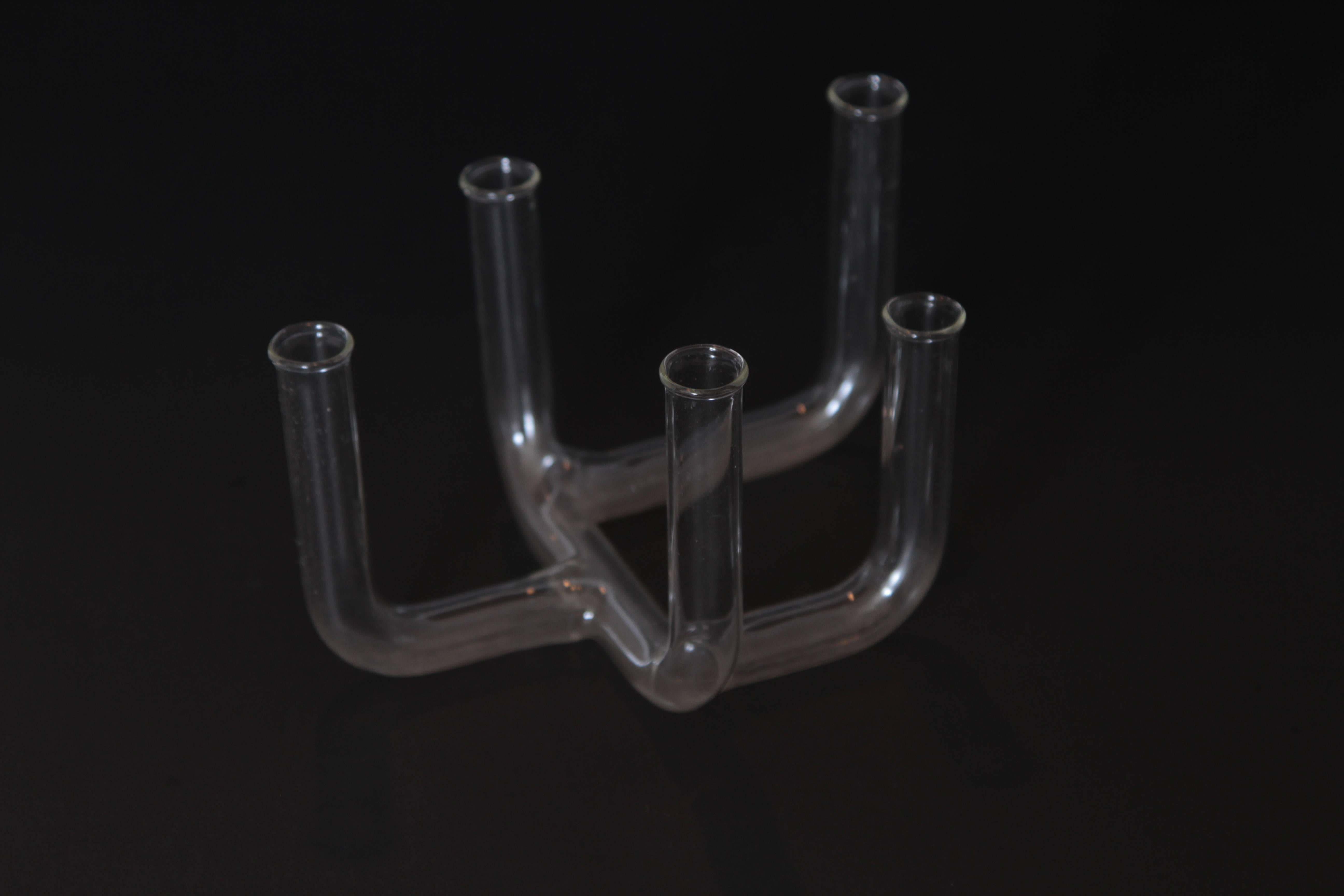 Blown Glass Art Deco Modernist Glass Bud Vase Attributed to William Wagenfeld Post Bauhaus For Sale