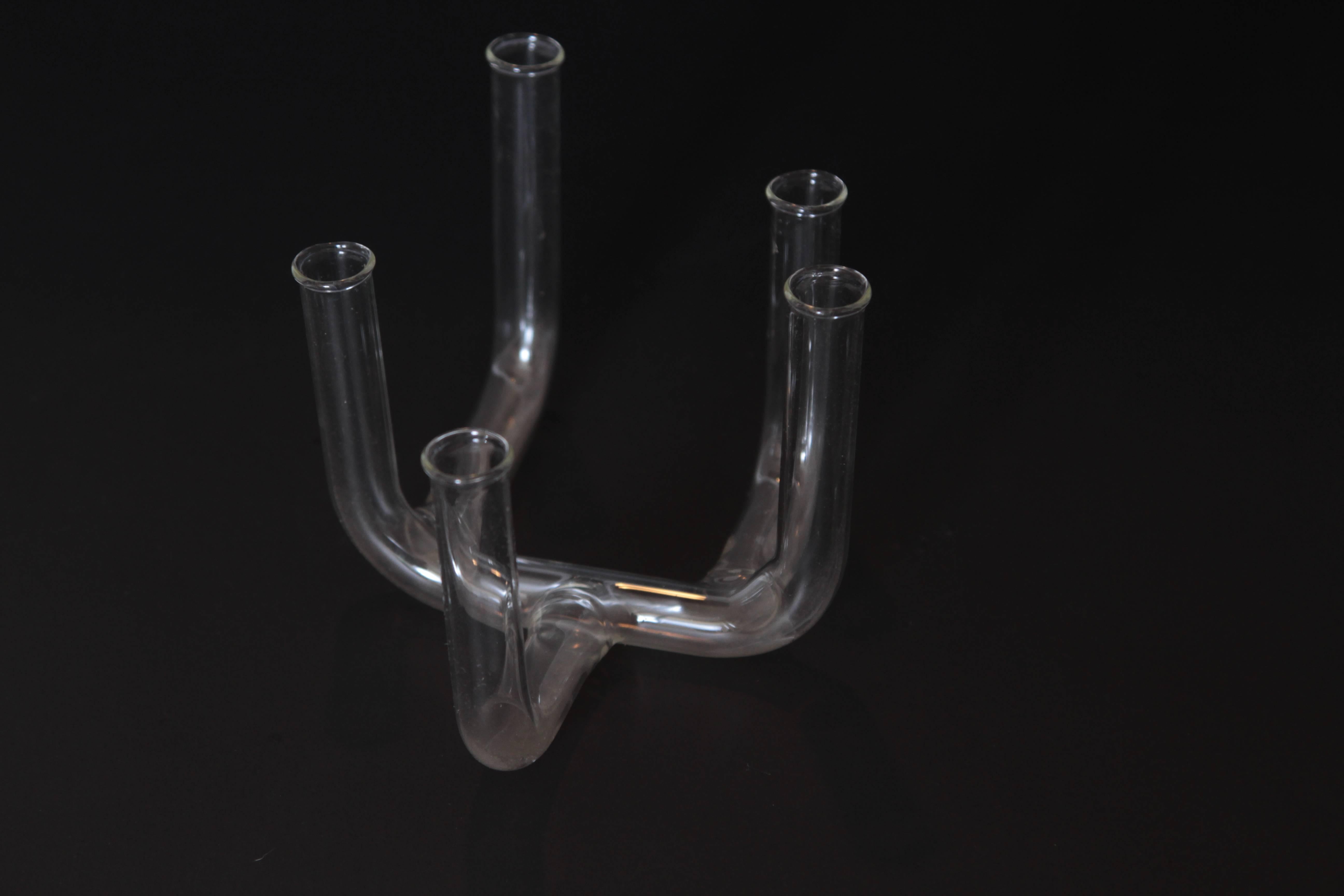 Art Deco Modernist Glass Bud Vase Attributed to William Wagenfeld Post Bauhaus For Sale 2