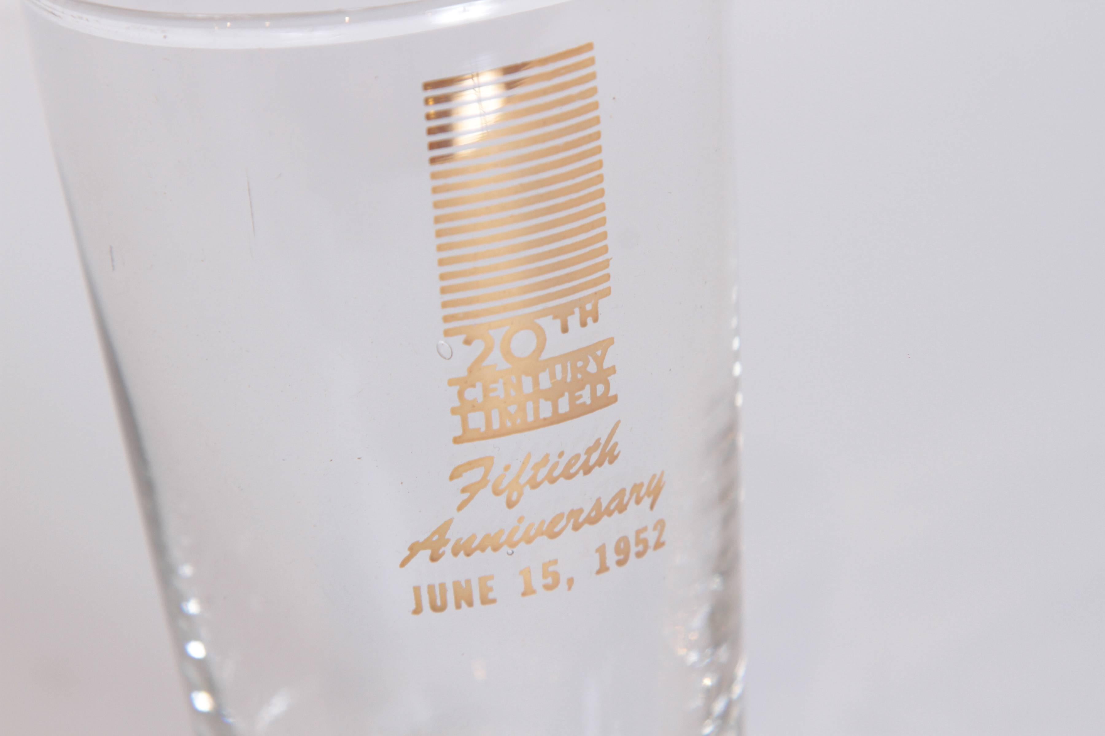 American Art Deco 20th Century Limited Glassware, Fiftieth Anniversary 1952, in Box For Sale