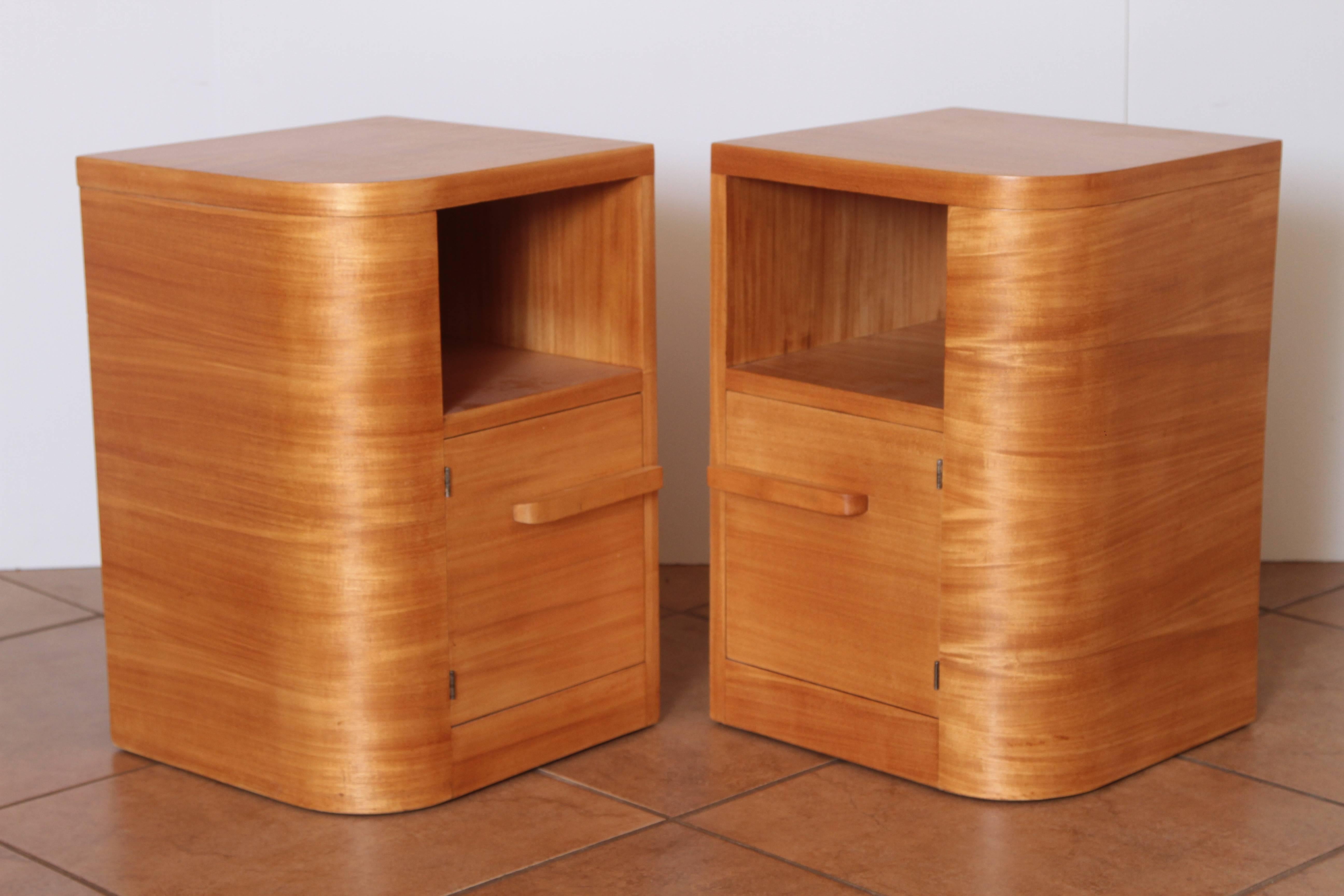 American Art Deco Modern Age Nightstands / End Tables, Manner of Donald Deskey, Pair