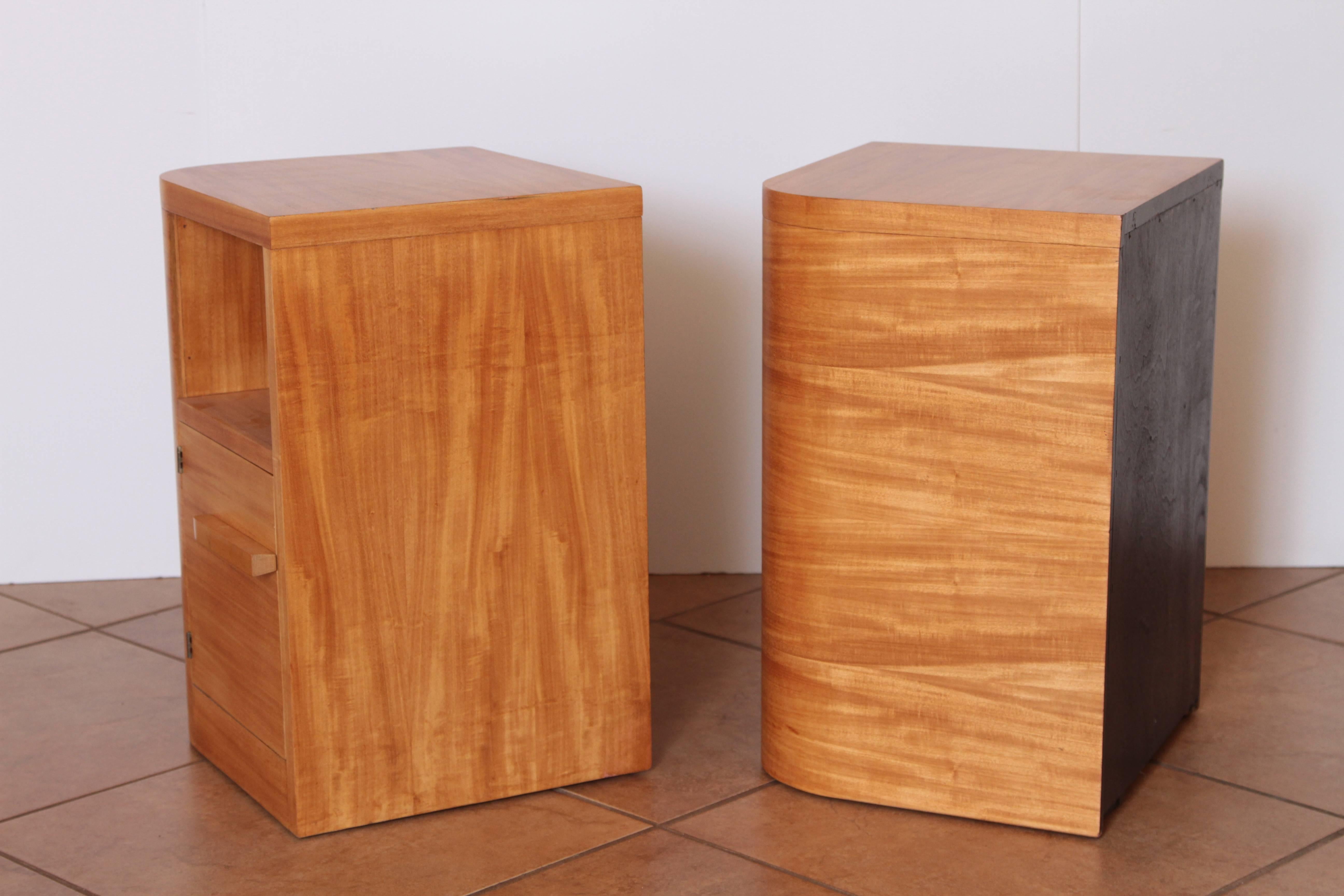 Lacquered Art Deco Modern Age Nightstands / End Tables, Manner of Donald Deskey, Pair