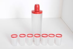 Art Deco Edwin Fuerst Owens Illinois Cocktail Set, Signed Patented Design Red