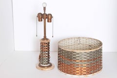 Machine Age Art Deco Sandel Table Lamp, Mixed Metal, Lacquered Wood