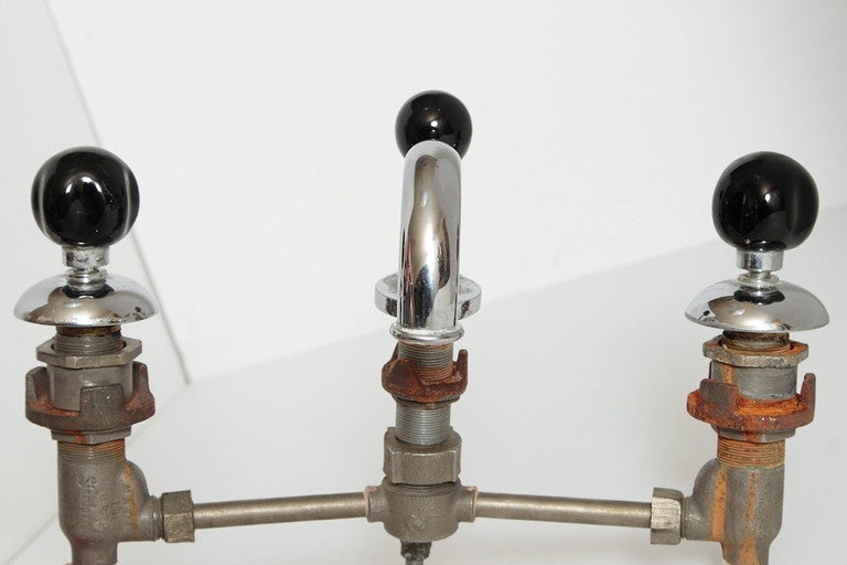 Art Deco George Sakier Designed Machine Age Faucet Set for Standard Sanitary, circa 1933