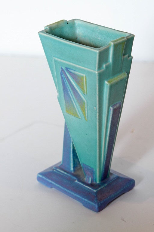 Cubist, Geometric 1930s Art Deco Signed British Vase by Bretby In Good Condition In Dallas, TX