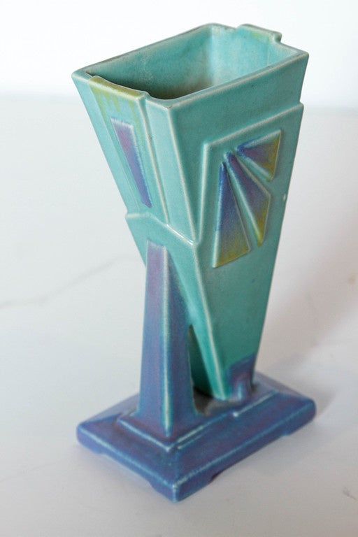 Cubist, Geometric 1930s Art Deco Signed British Vase by Bretby 1