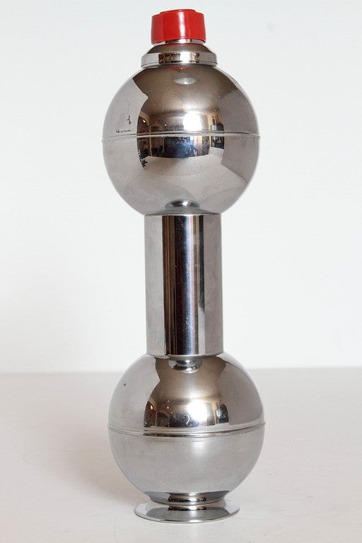 Killer Large Vintage Machine Age Barbell or Dumb Bell Cocktail Shaker In Good Condition For Sale In Dallas, TX