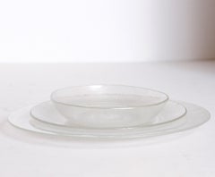 Machine Age Art Deco Early Signed Maurice Heaton Fused Glass Modernist Tableware