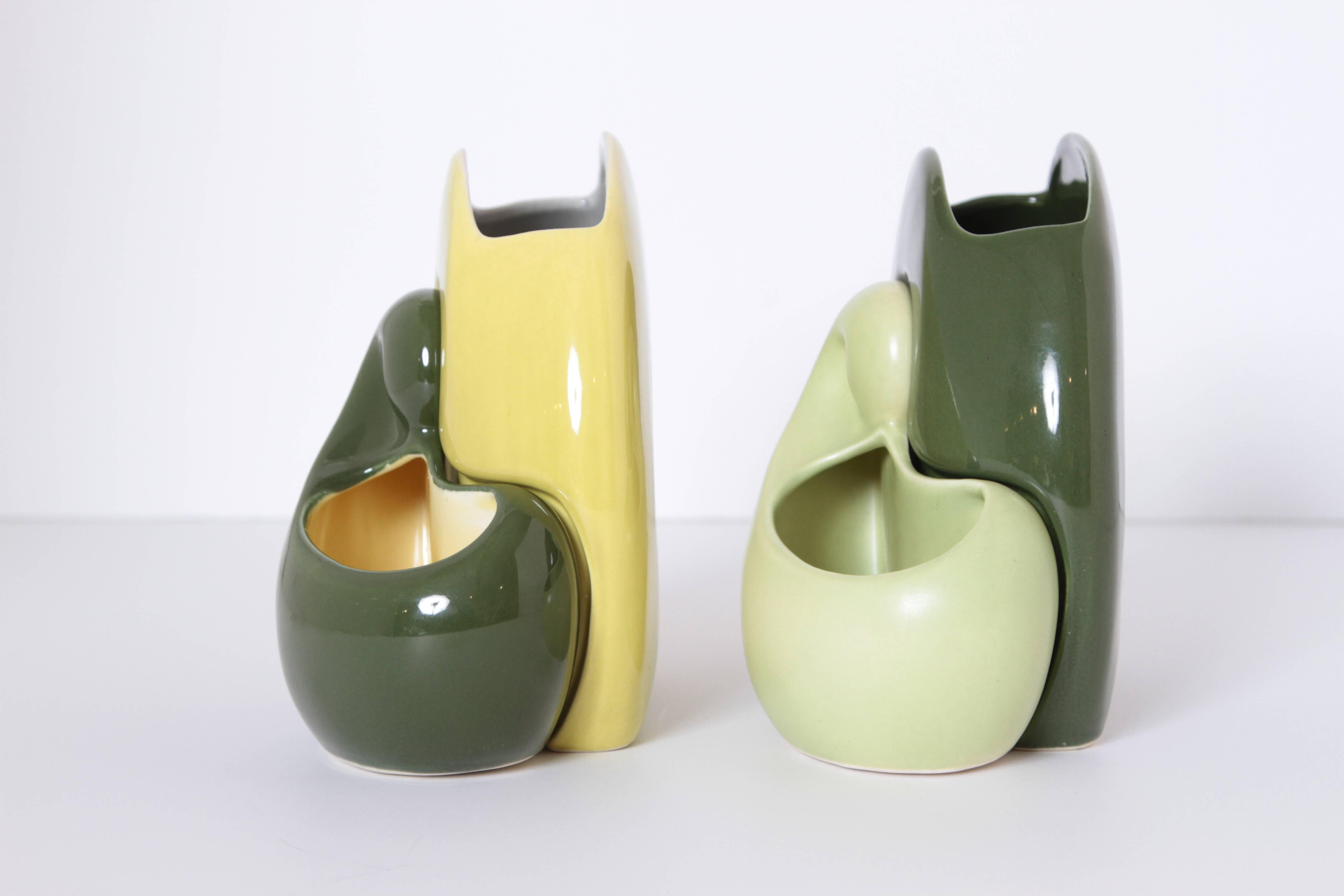 American 2 Belle Kogan Patented Pairs Nesting Biomorphic Mid-Century Vases for Red Wing For Sale