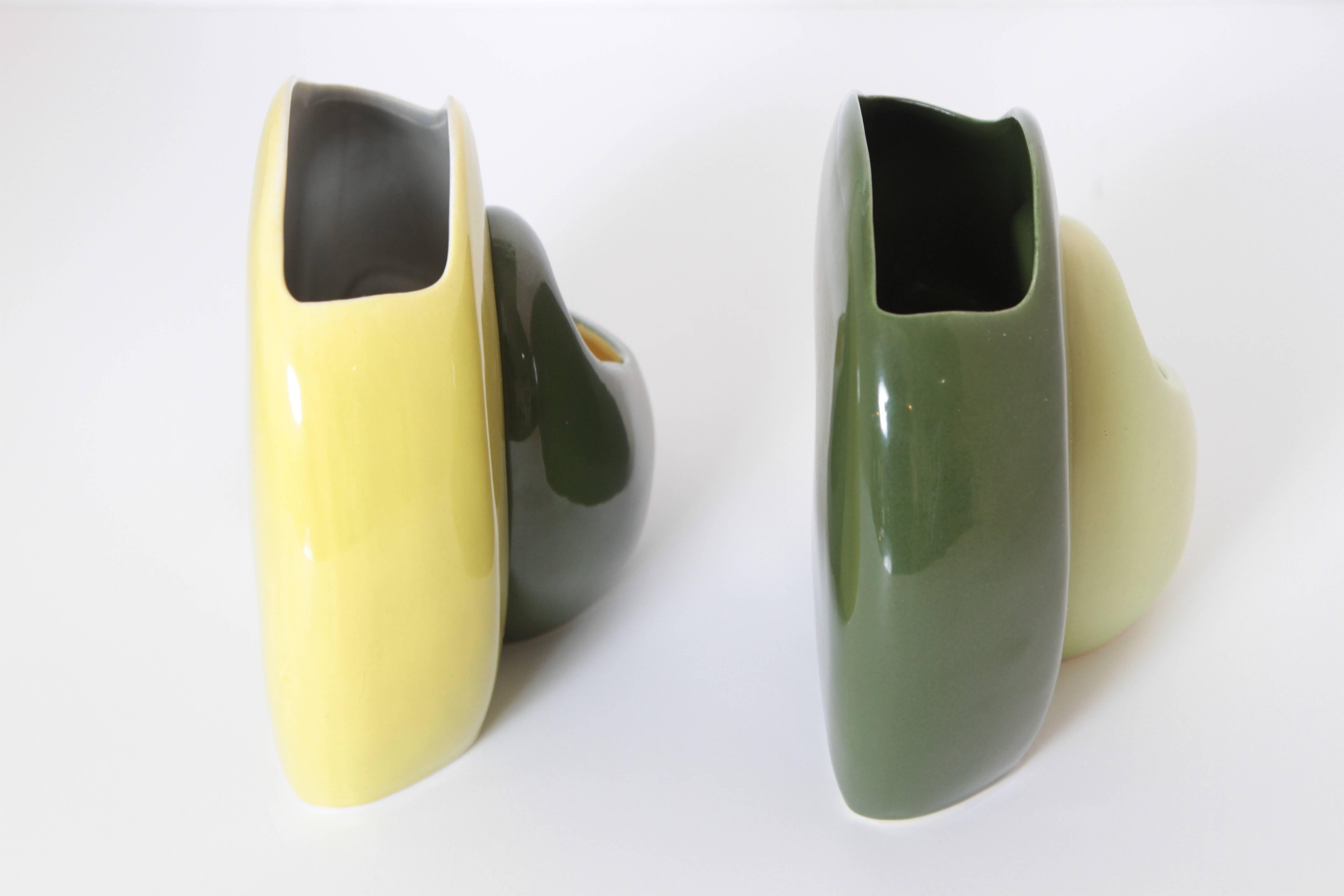 2 Belle Kogan Patented Pairs Nesting Biomorphic Mid-Century Vases for Red Wing For Sale 1