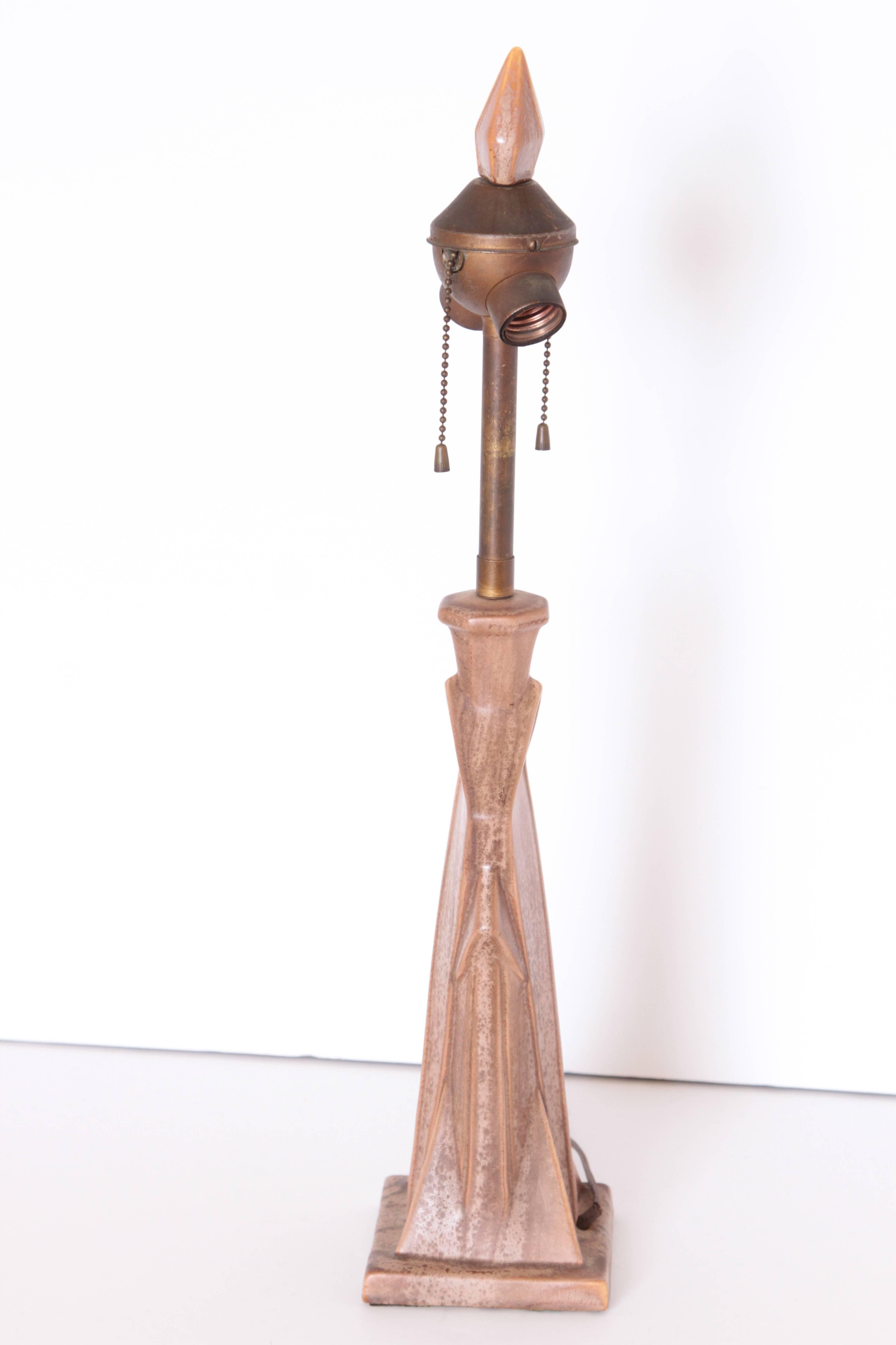 American Cowan Pottery R. Guy Cowan Art Deco Cubist Machine Age Table Lamp
