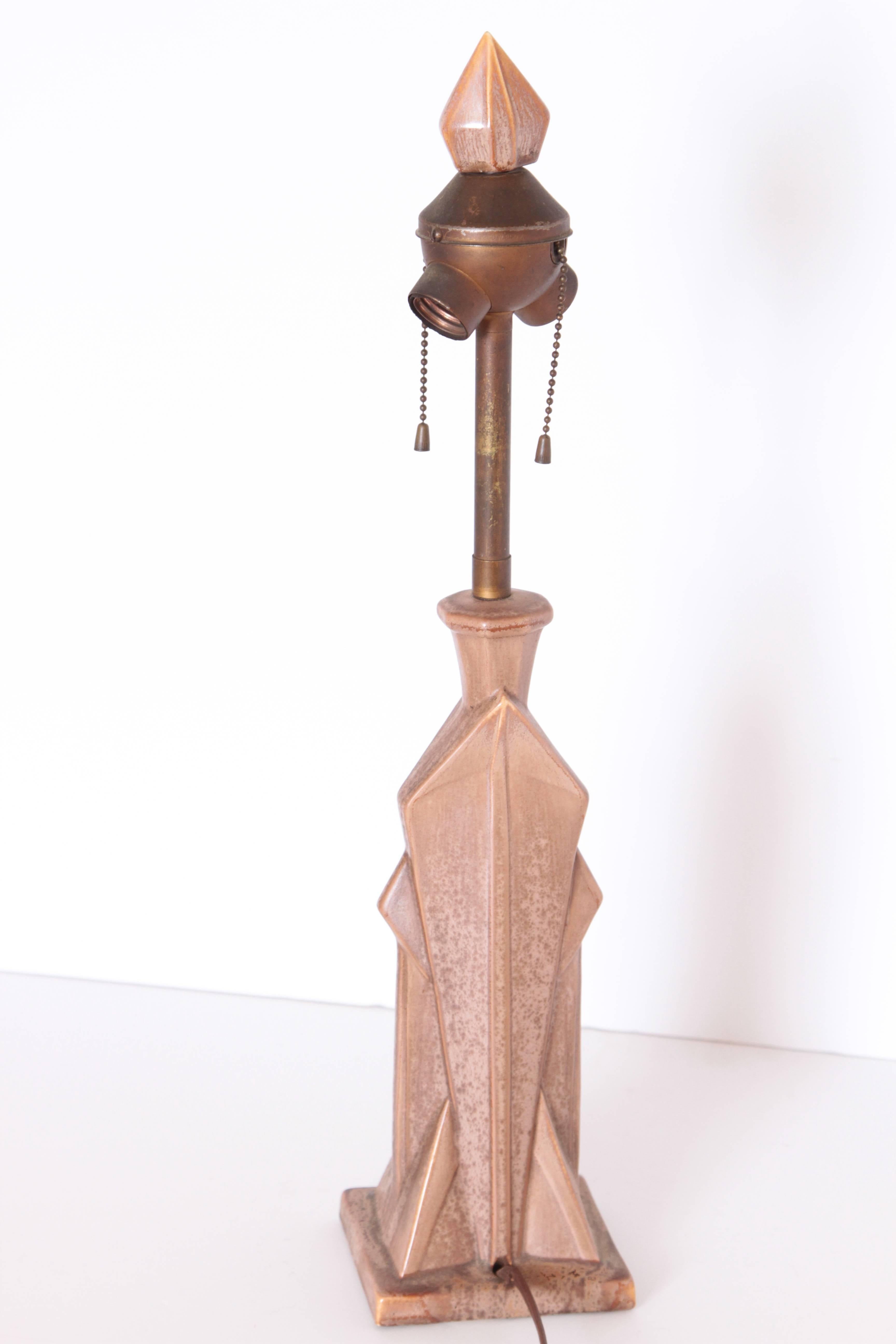 Cowan Pottery R. Guy Cowan Art Deco Cubist Machine Age Table Lamp 2