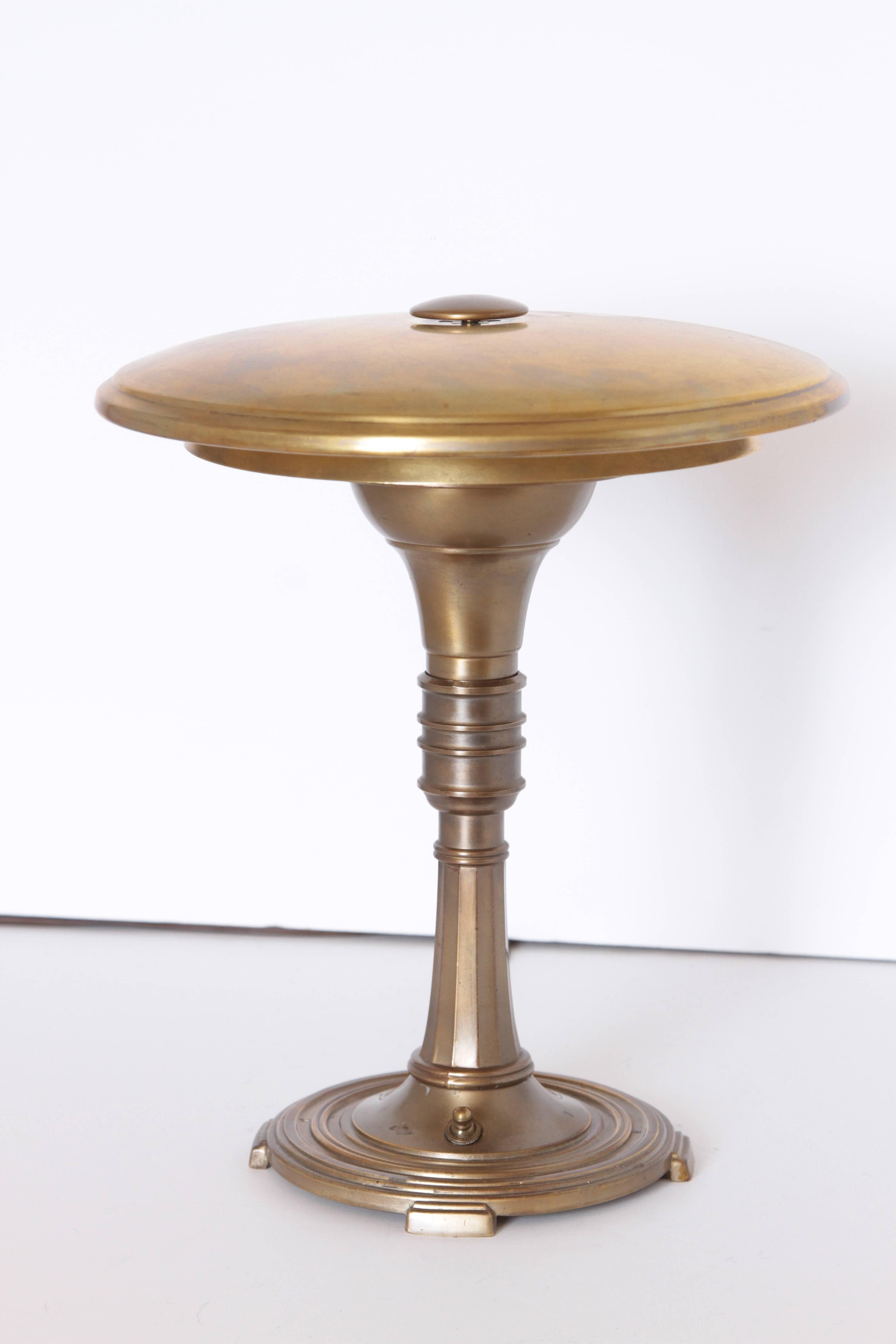 Leroy C. Doane Machine Age Art Deco Brass Sight Light Table or Desk Lamp 1