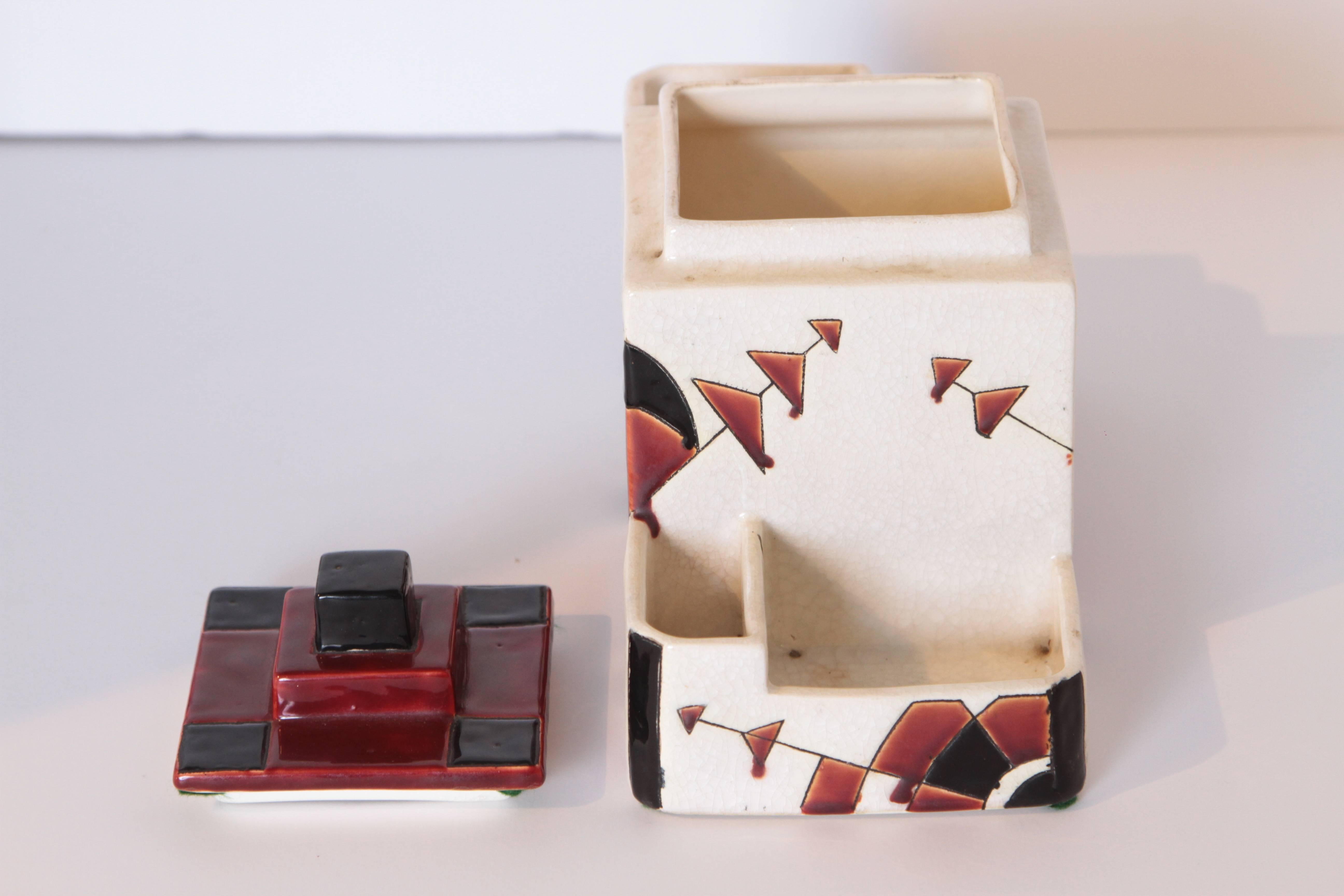 Art Deco Boch Freres Charles Catteau Belgian Cubist Keramis Ceramics, Desk Set 4
