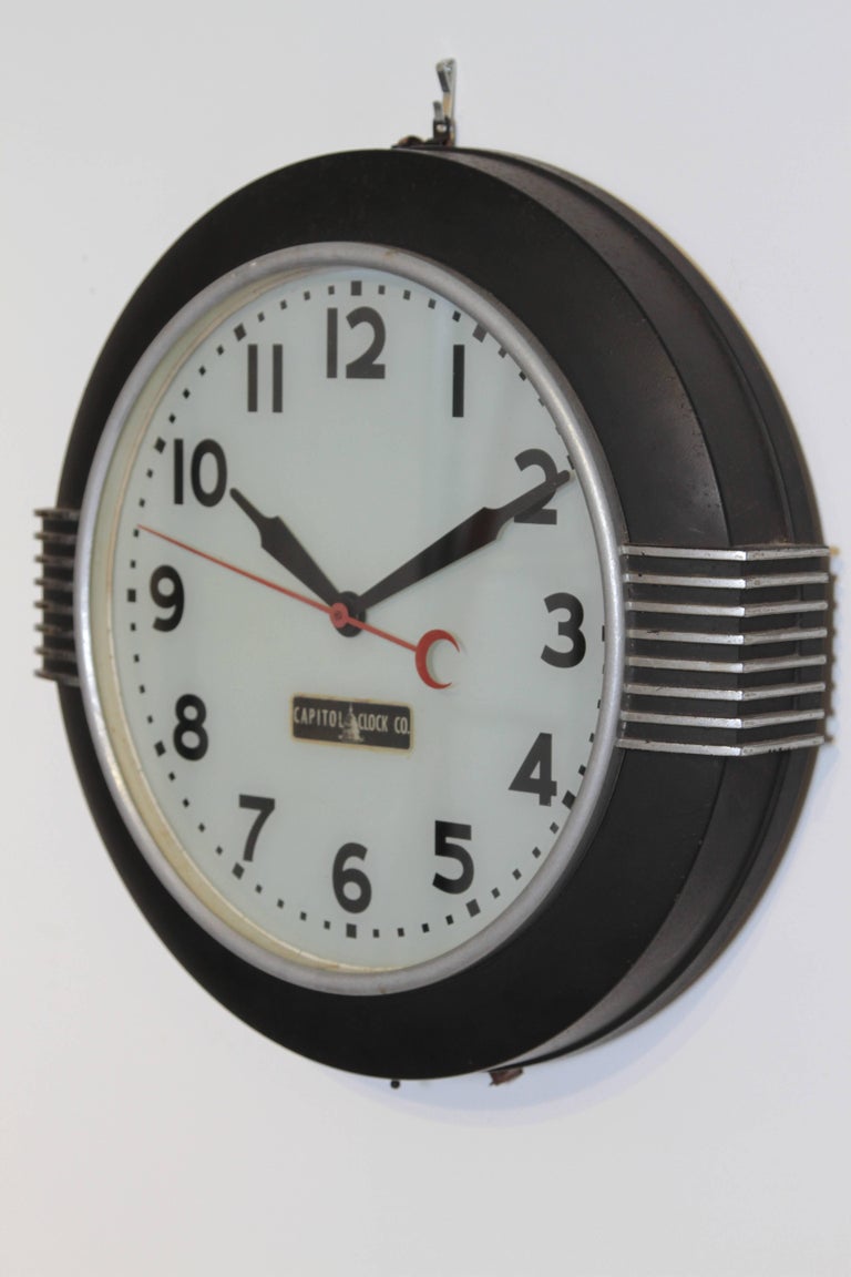 Art Deco Machine Age Wall Clock Hammond Synchronous at