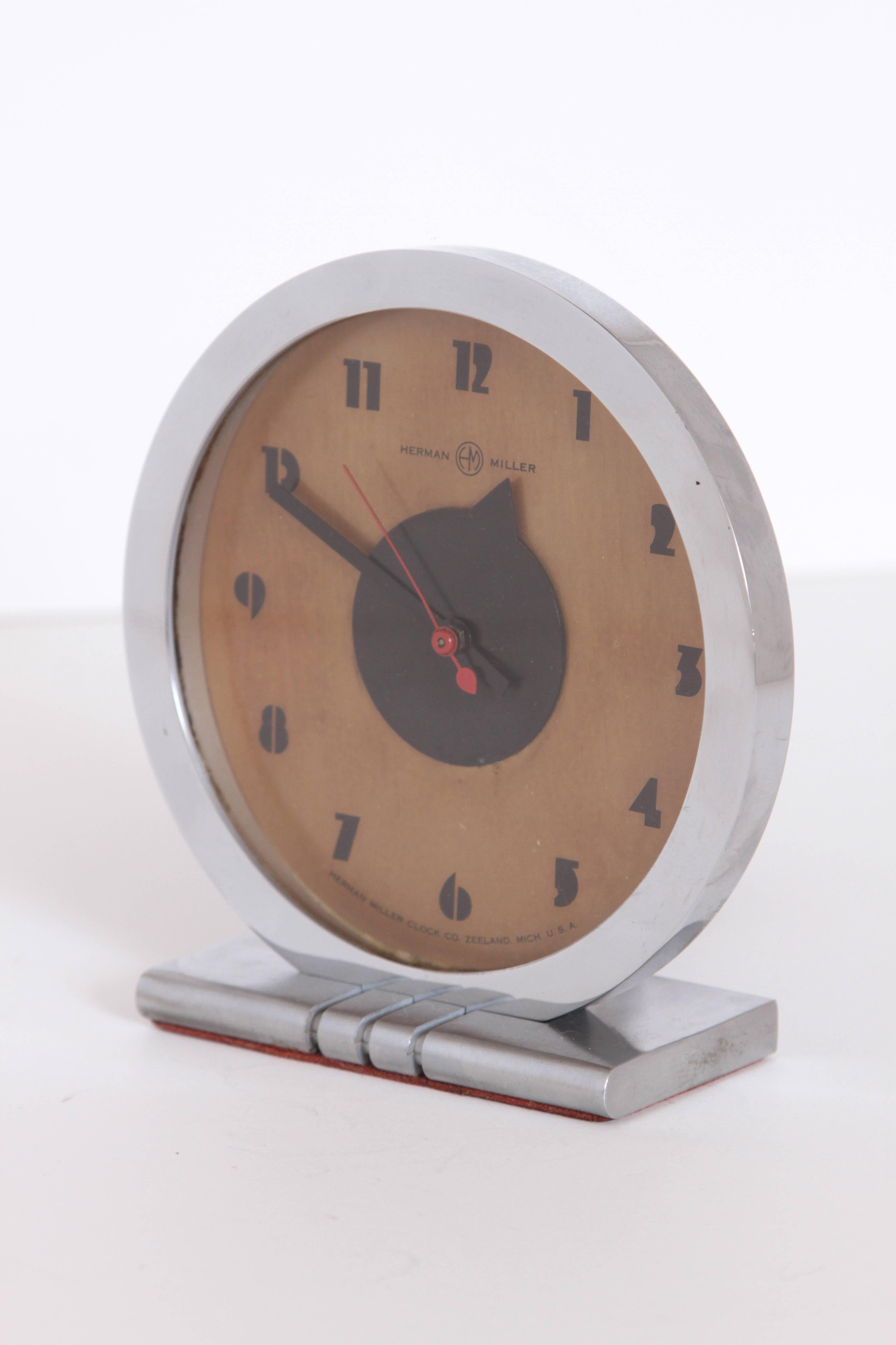 American Machine Age Art Deco Gilbert Rohde for Herman Miller Iconic Desk Clock