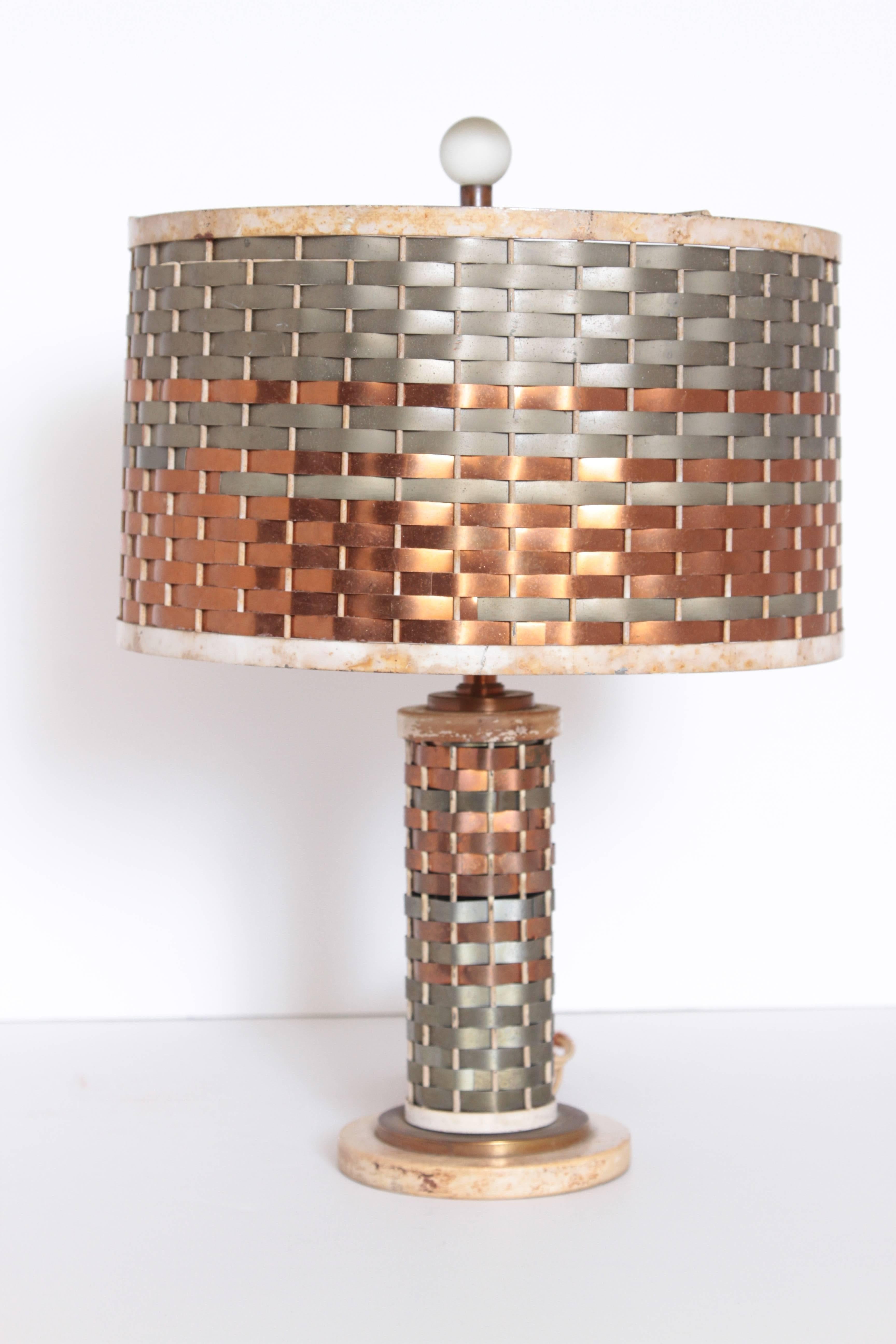 mixed metal table lamp