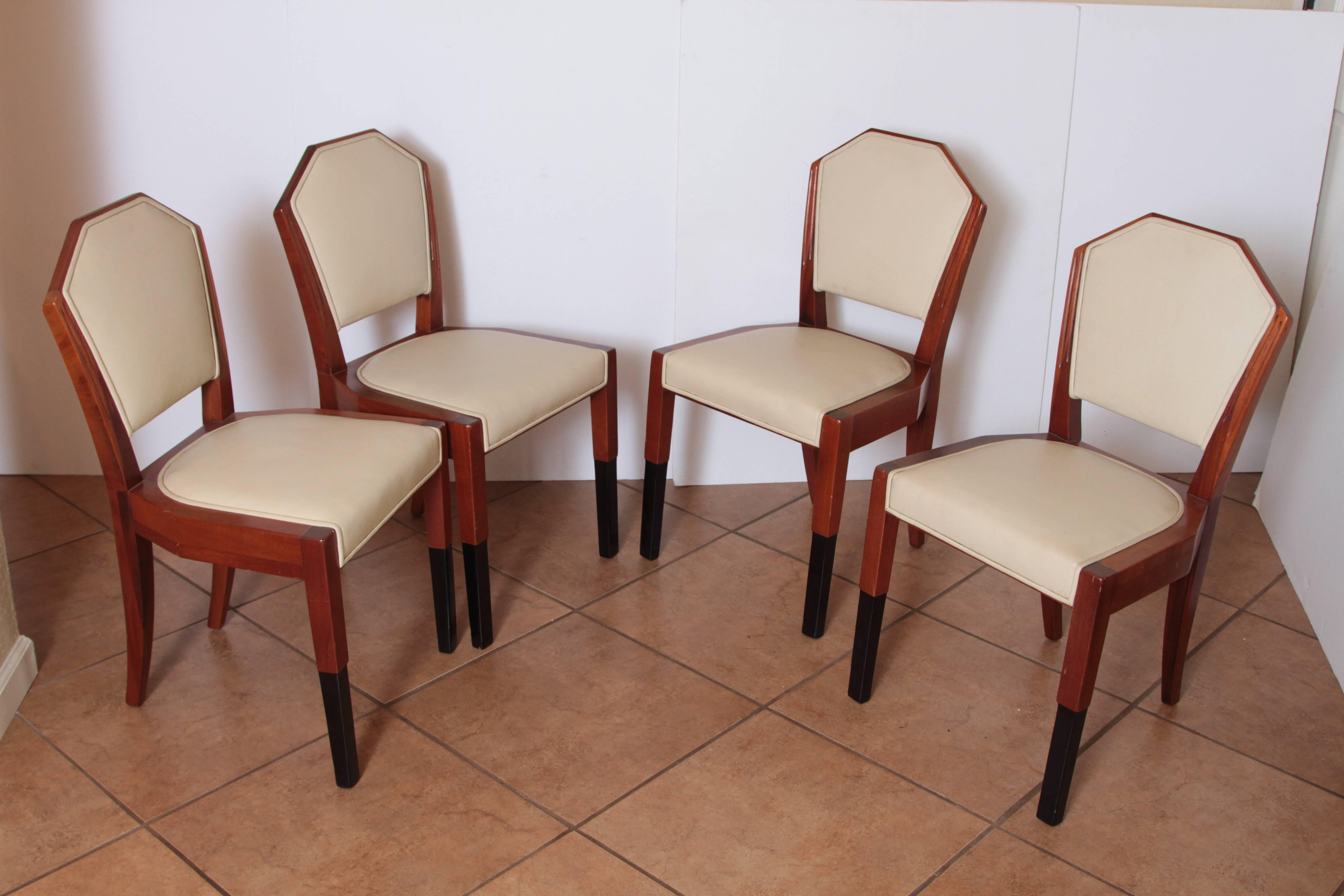 American Art Deco Dynamique Creations Johnson Furniture Co. Set of Four Side Chairs For Sale