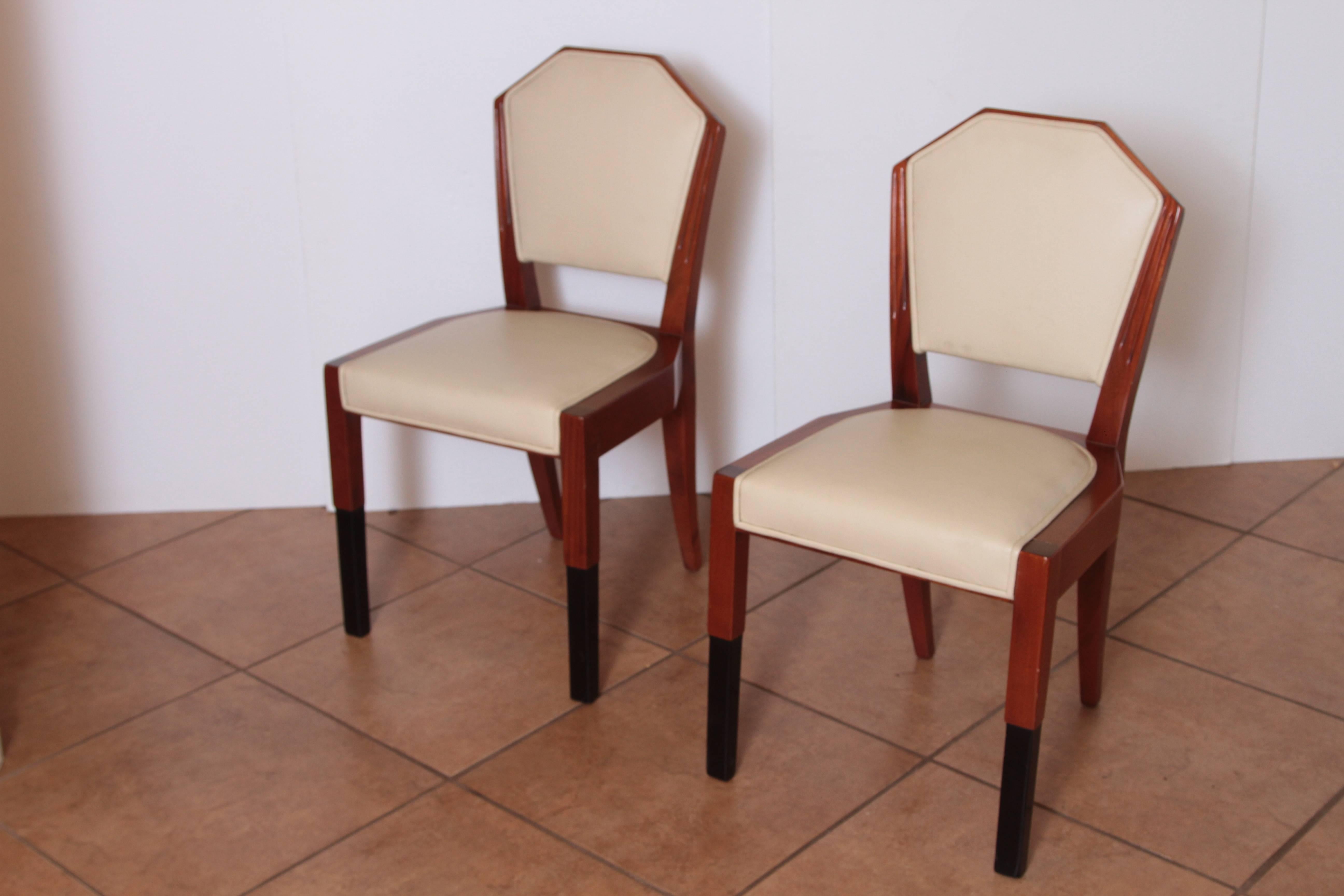 Lacquered Art Deco Dynamique Creations Johnson Furniture Co. Set of Four Side Chairs For Sale