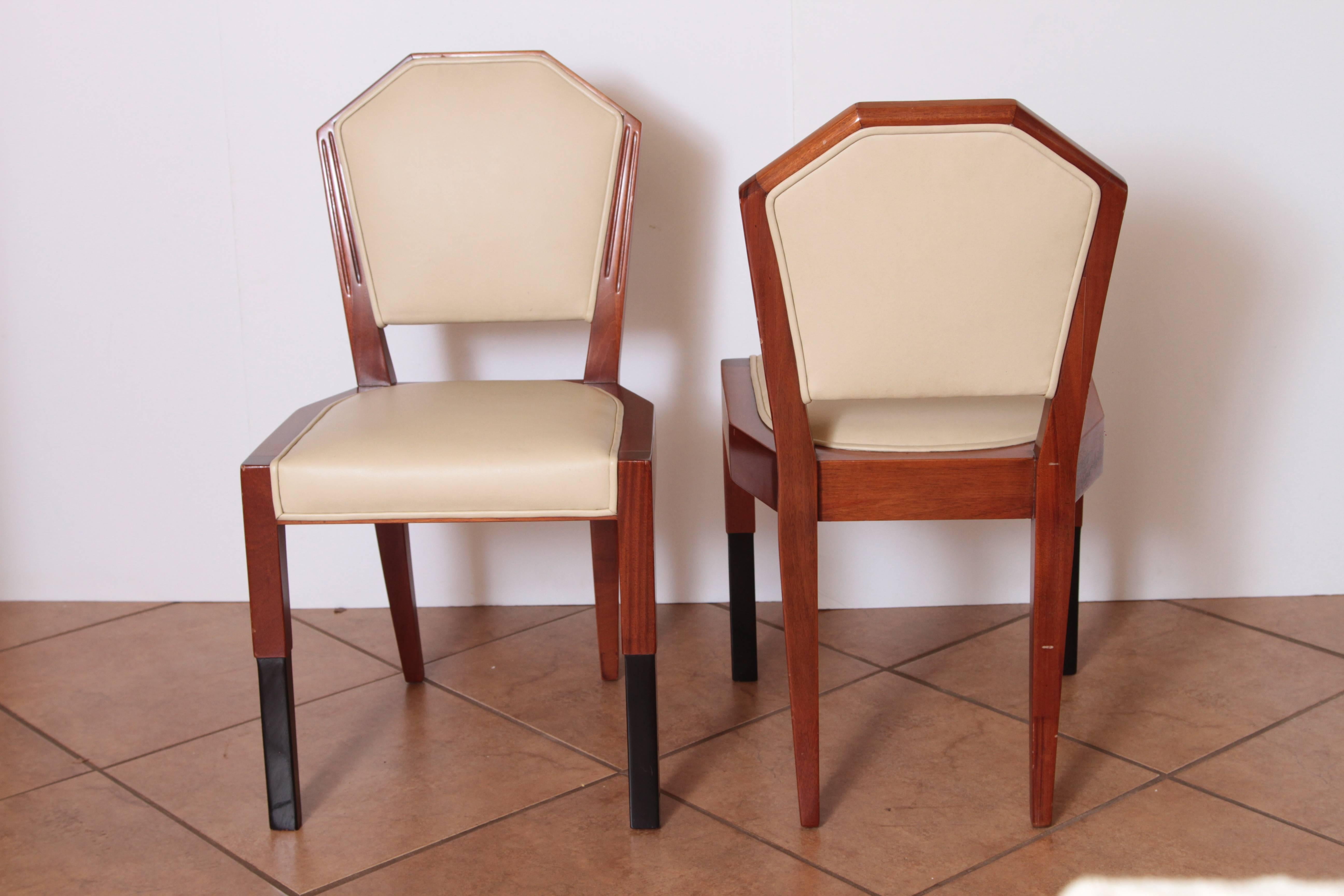 Wood Art Deco Dynamique Creations Johnson Furniture Co. Set of Four Side Chairs For Sale