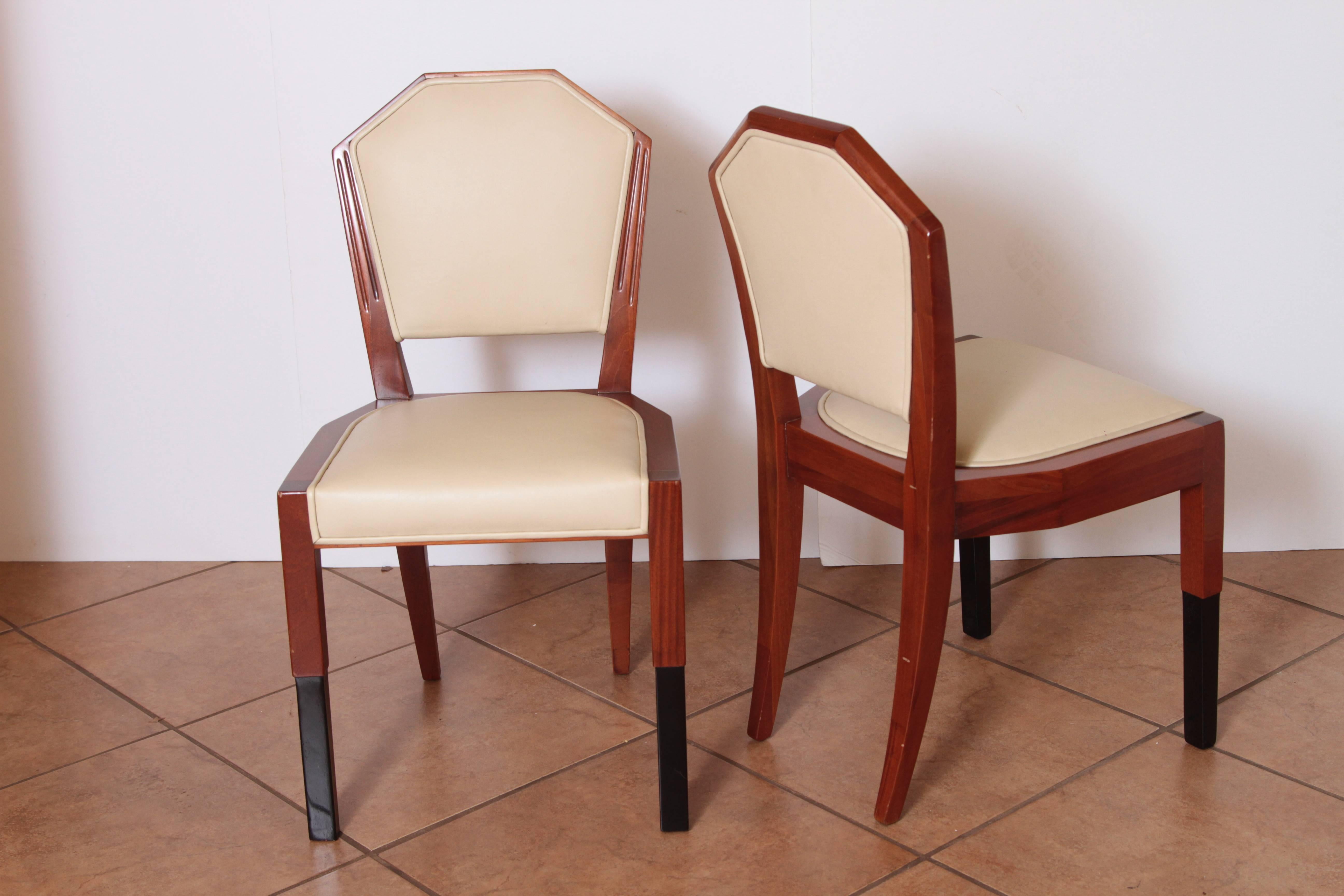 Mid-20th Century Art Deco Dynamique Creations Johnson Furniture Co. Set of Four Side Chairs For Sale