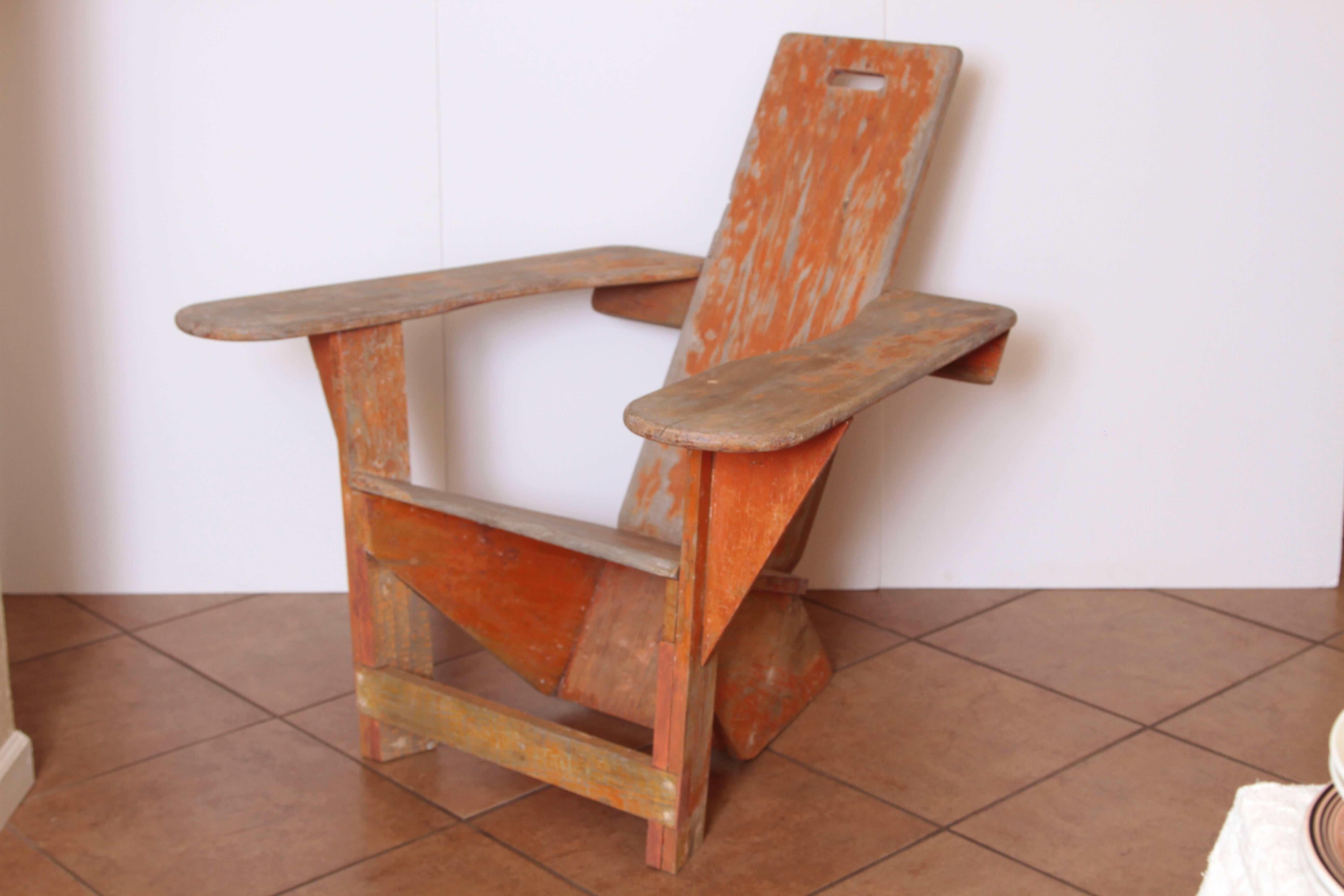 Constructivist Westport Adirondack Lounge Chair, Early American Modernist Form   PRICE REDUCED from $14,400
Precursor to American Modernist Craft Design.  Pre Art Deco.   Pre mid-century.  Cubist, Cubism  
Large - scale and surprisingly