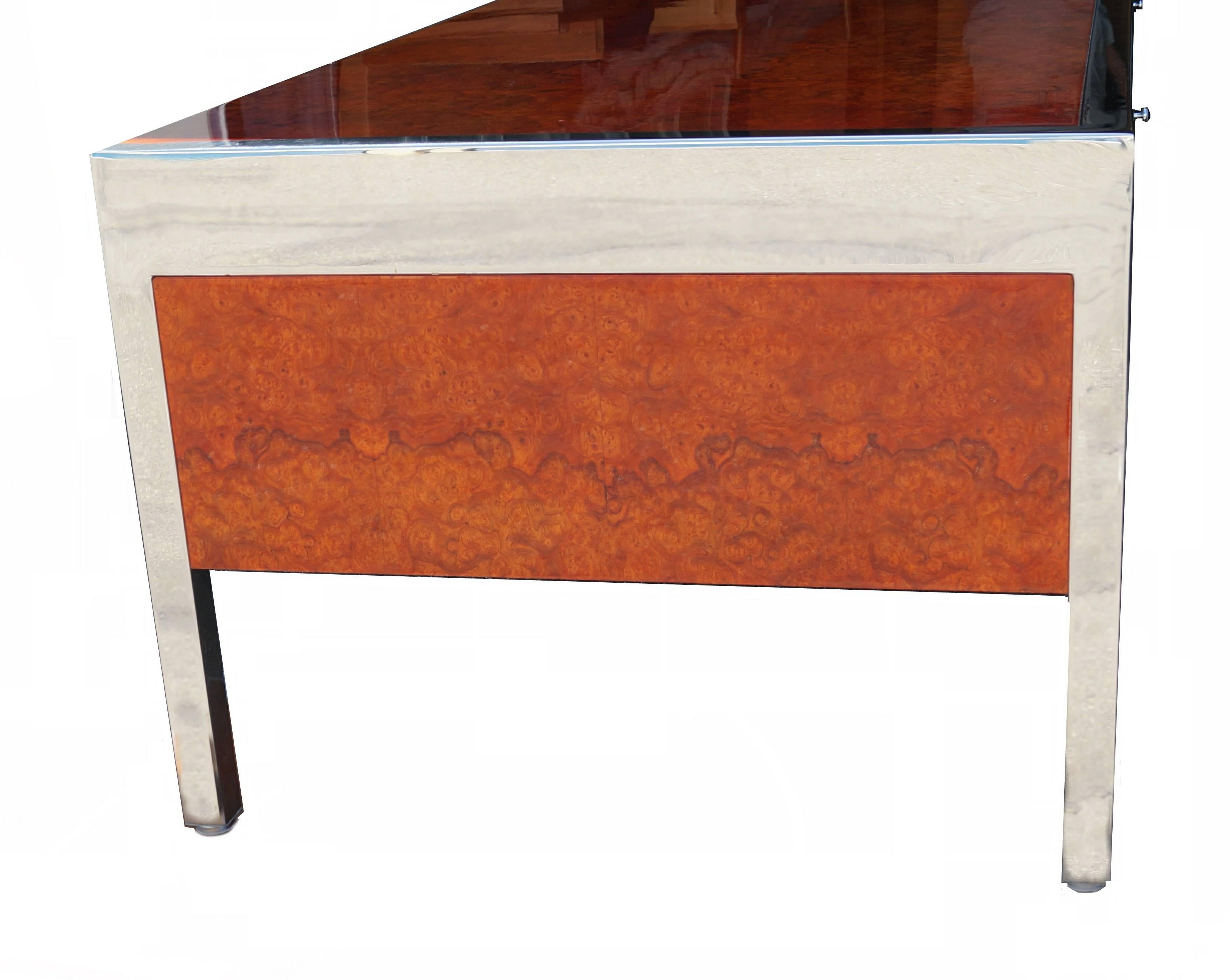 Leon Rosen for Pace Collection Burl Wood Executive Writing Desk 1