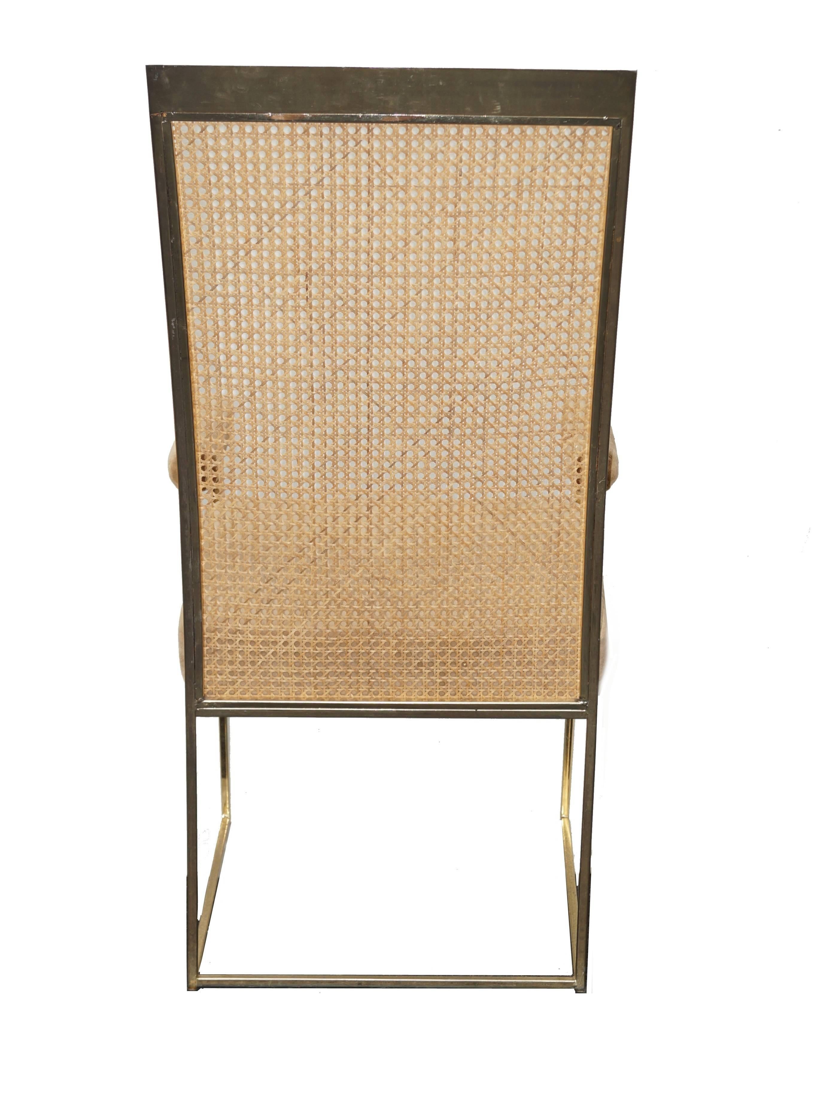 Milo Baughman für Thayer Coggin Messingfarbene Sessel mit Rohrrückenlehne oder Esszimmerstühle, Paar (Moderne)