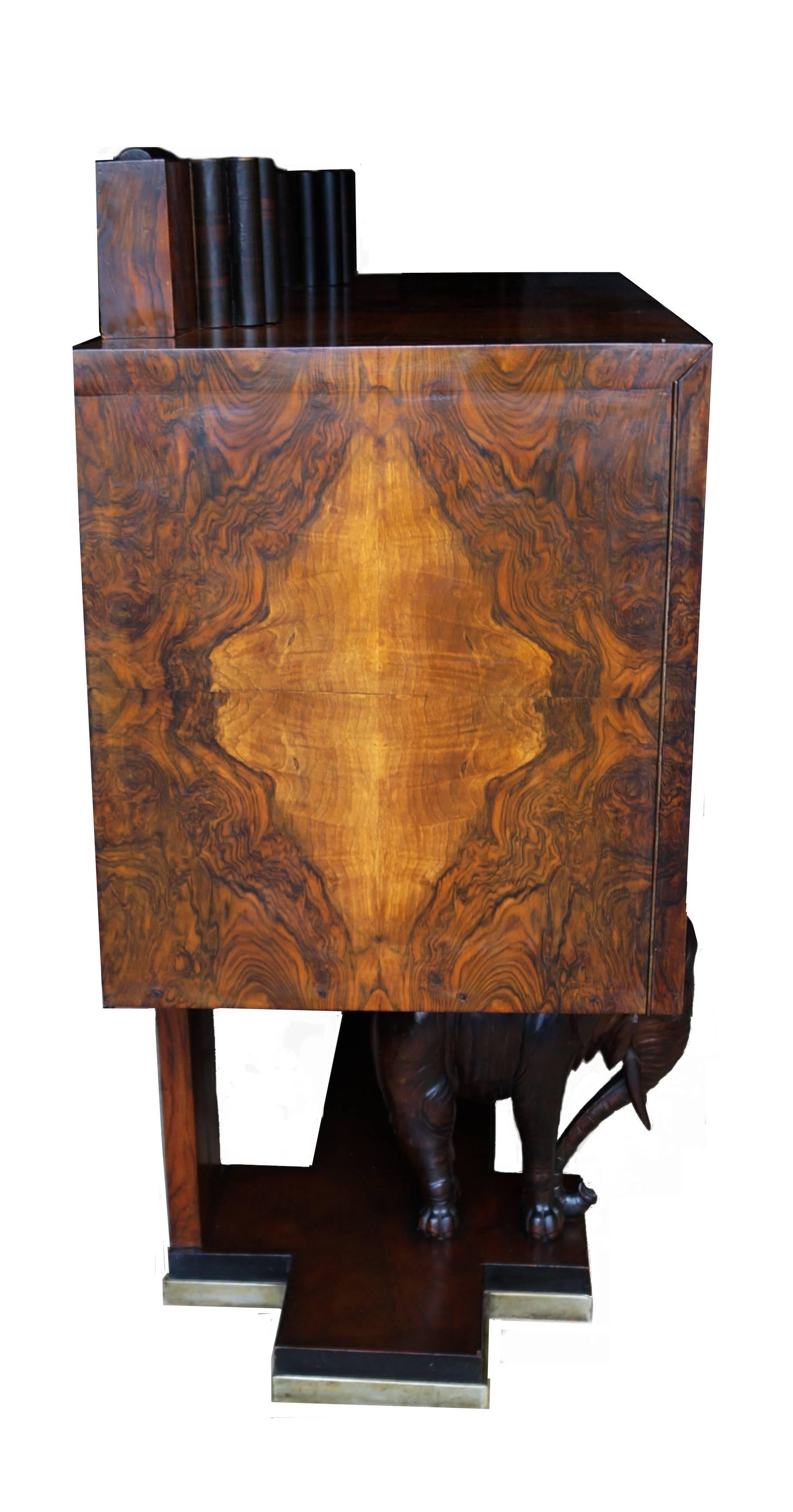 Figural Art Deco Burl Wood Carved Elephant Sideboard Buffet Credenza Console 2
