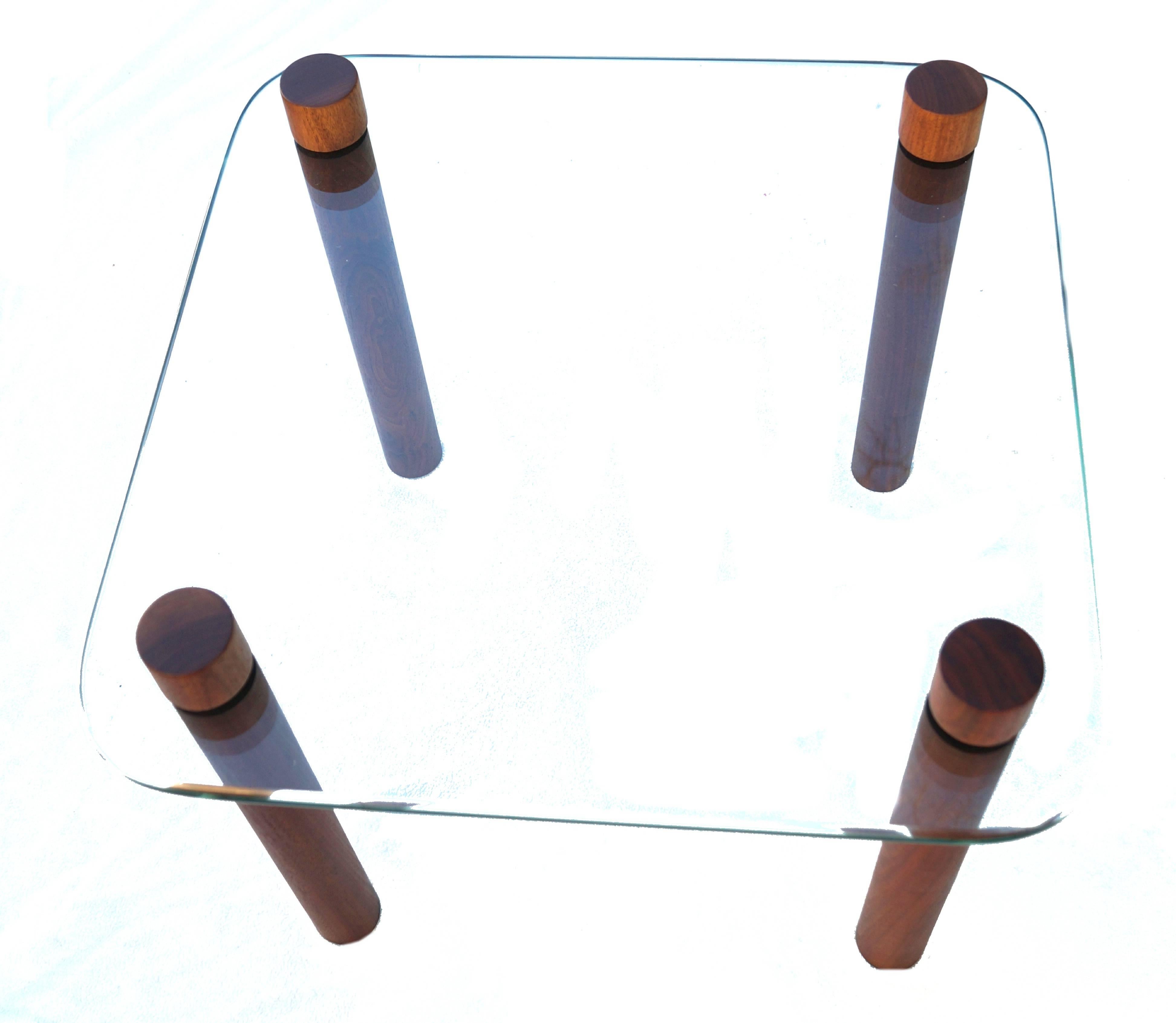 Italian Mid-Century Cocktail Side End Glass Table Attributed to Fabio Lenci