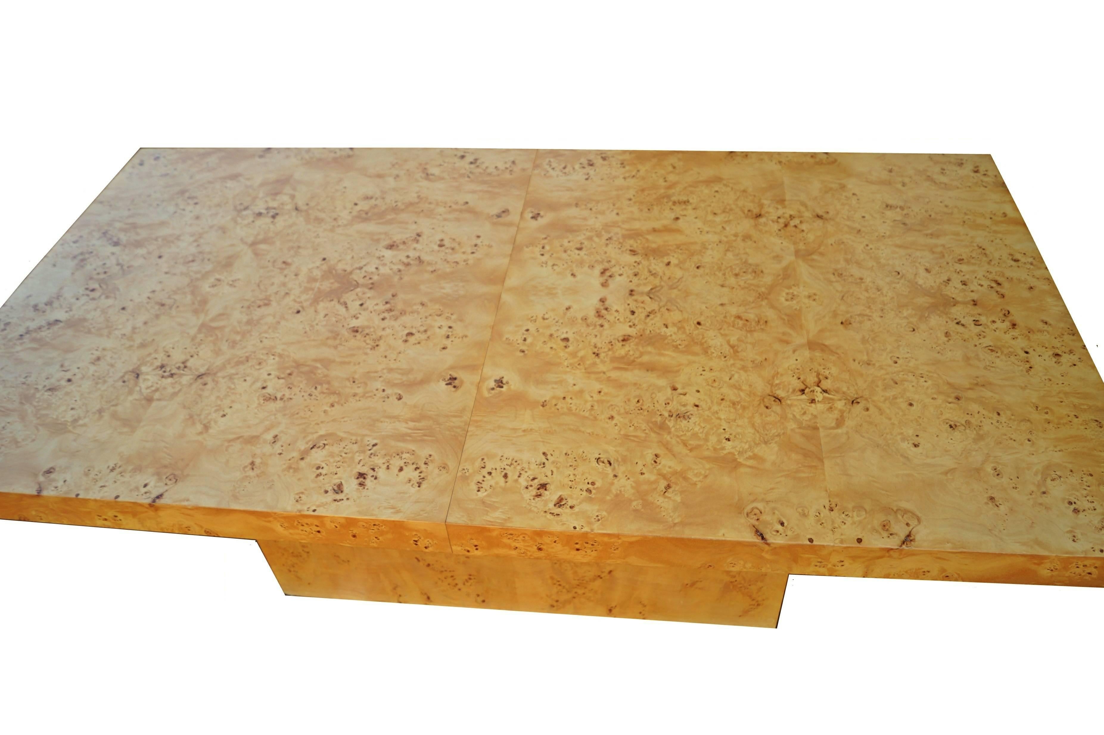 milo baughman burl wood dining table