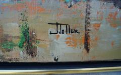 J. Toller Oil on Canvas Abstract Painting, Mid-Century Modern