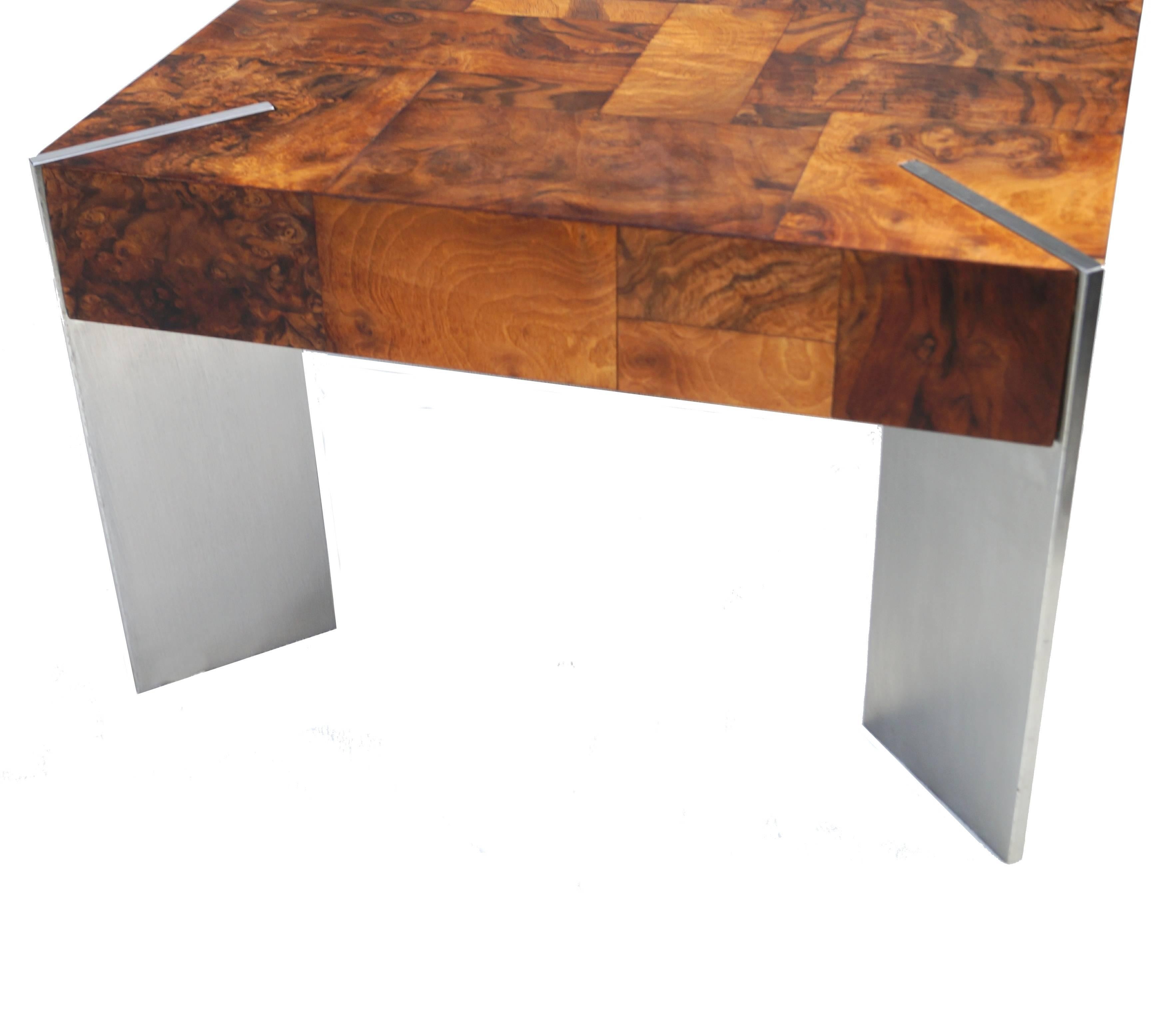 Burl Wood Patchwork Mid-Century Modern Coffee Sofa Table Style of Paul Evans 2