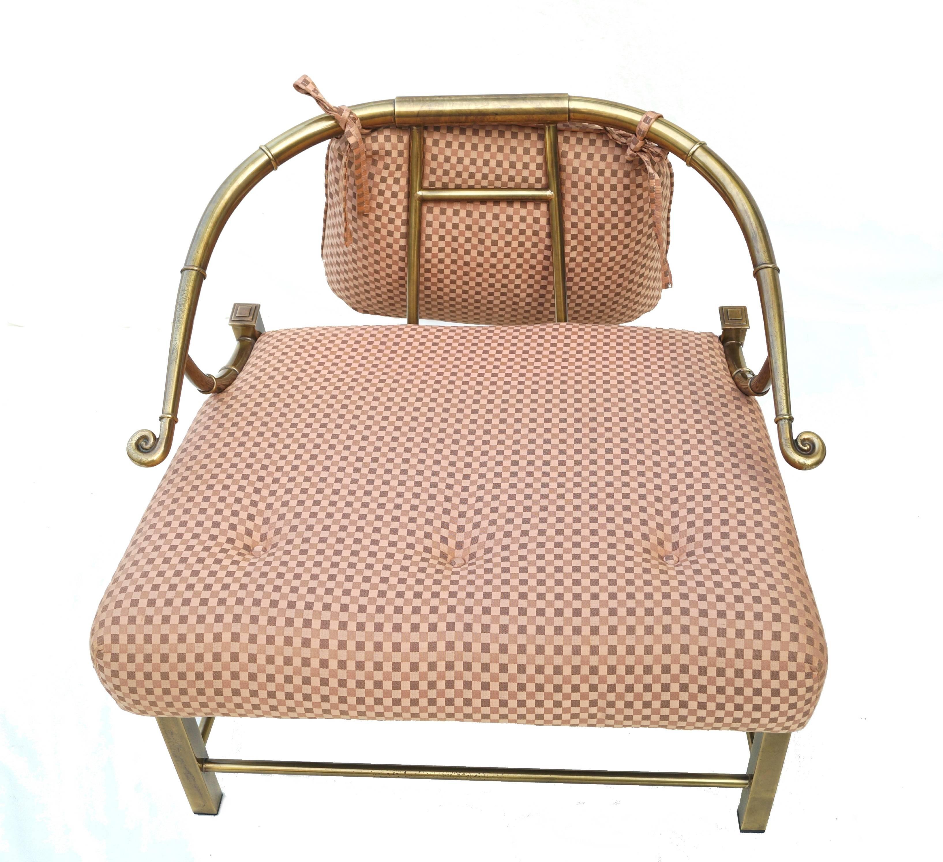 Mastercraft Empress Asian Mid-Century Modern Faux Bamboo Brass Lounge Chair 1