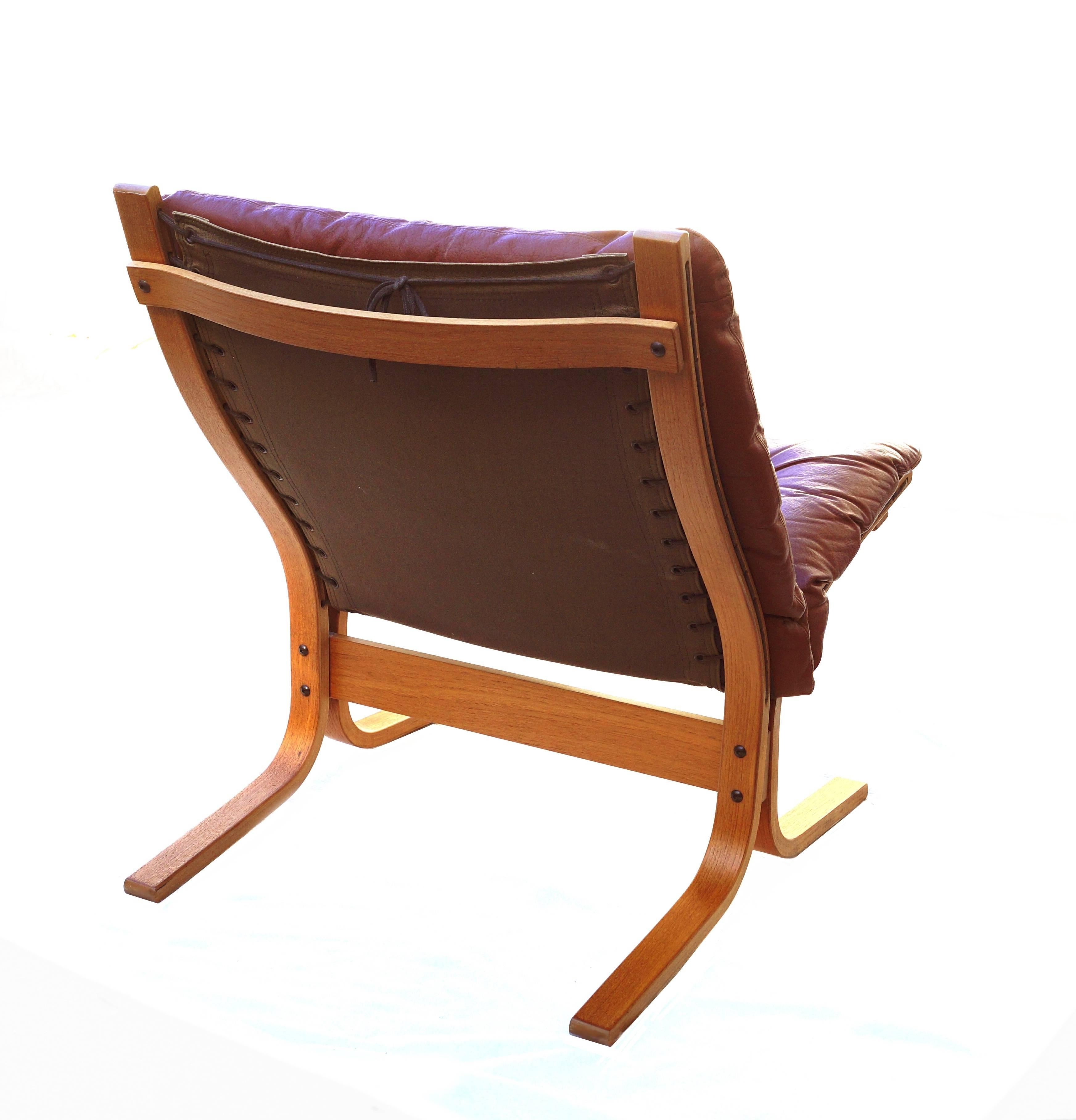 Mid-Century Modern Ingmar Relling Pair of Siesta Sling Lounge Chairs in Leather for Westnofa
