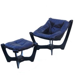 Luna Leather Sling Chair with Ottoman, Odd Knutsen