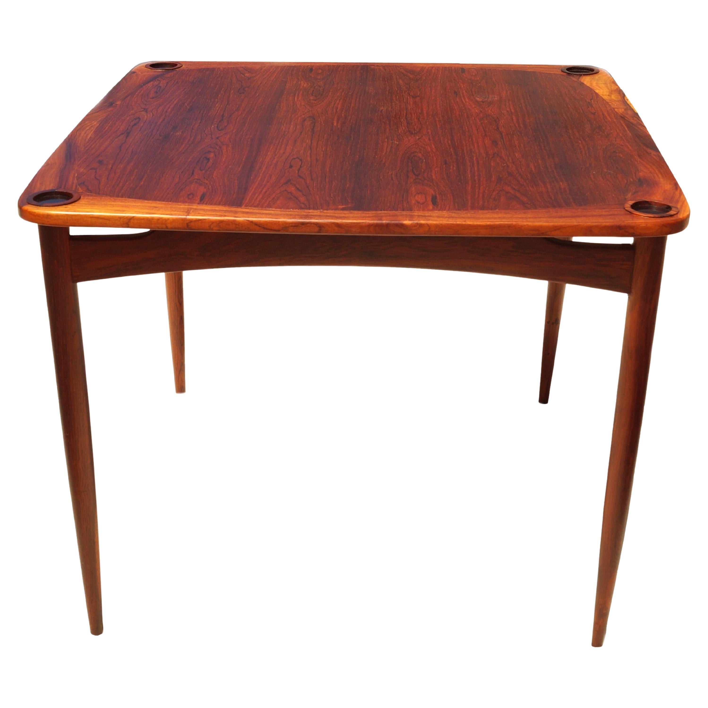Sergio Rodrigues Brazilian Mesa Norma Rosewood Game Card Small Dining Table