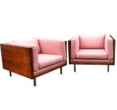 Pair of Milo Baughman Rosewood Lounge Chairs, Mid-Century Modern