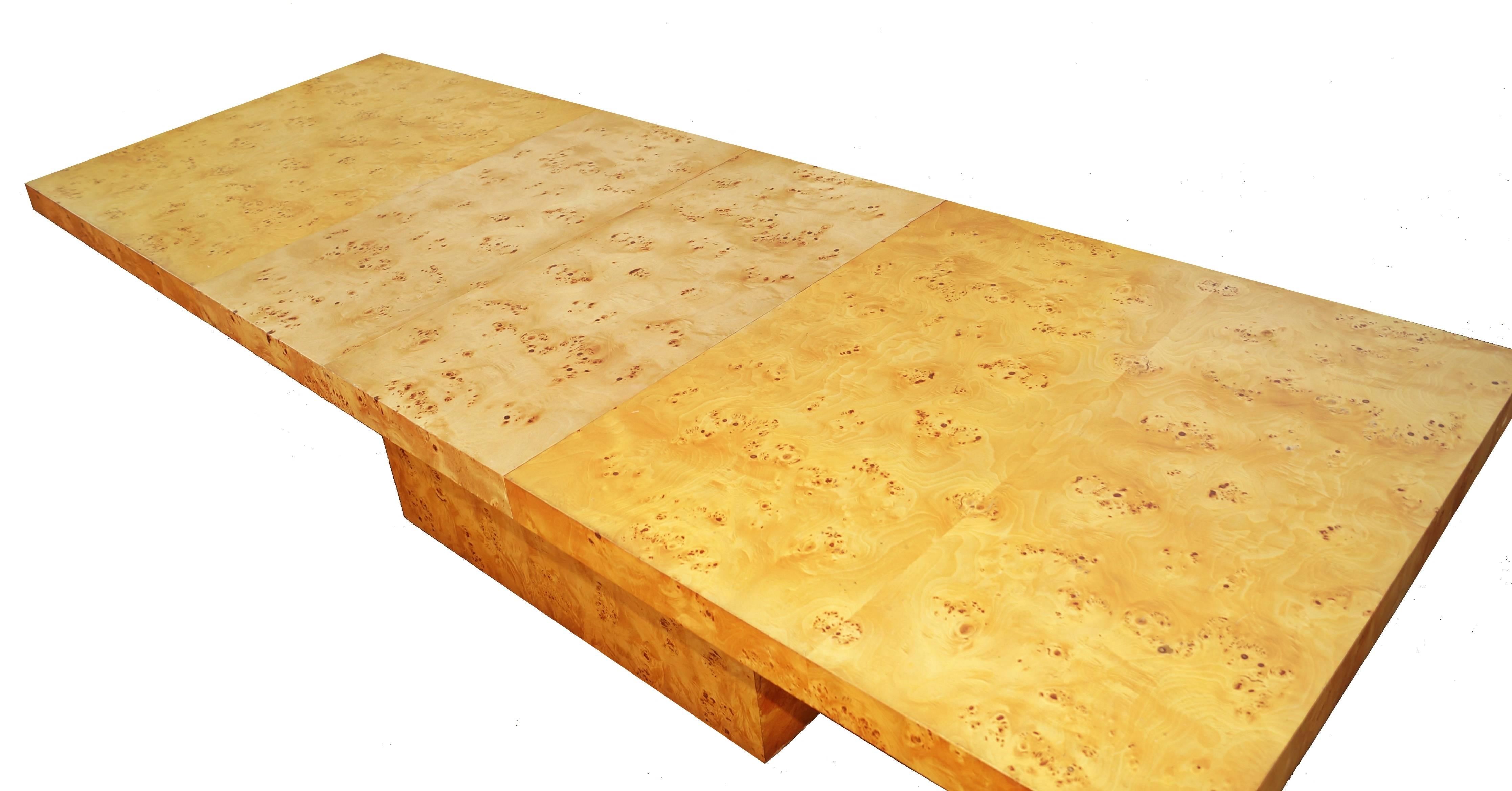 Late 20th Century Milo Baughman Burl Wood Dining Table