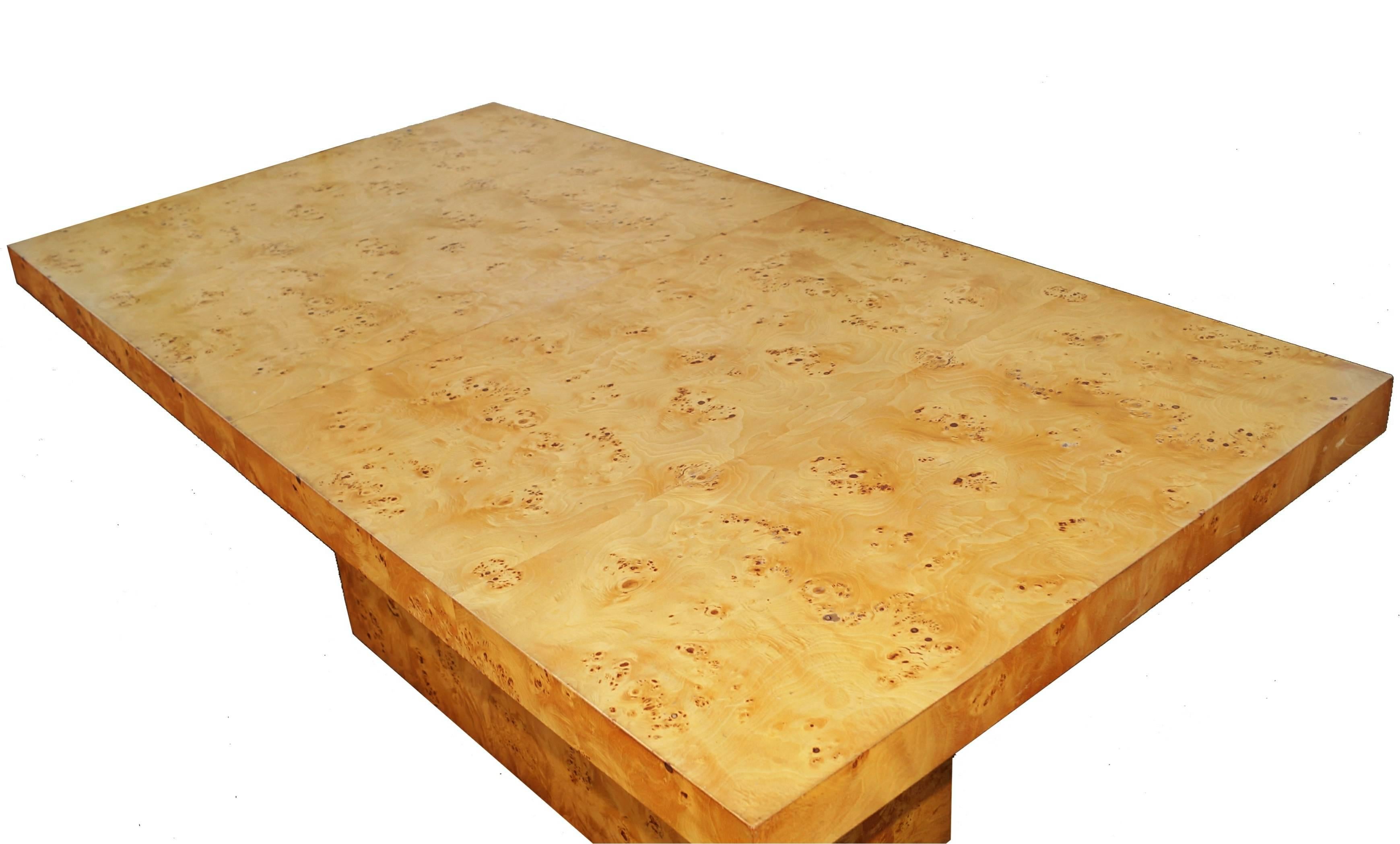 American Milo Baughman Burl Wood Dining Table
