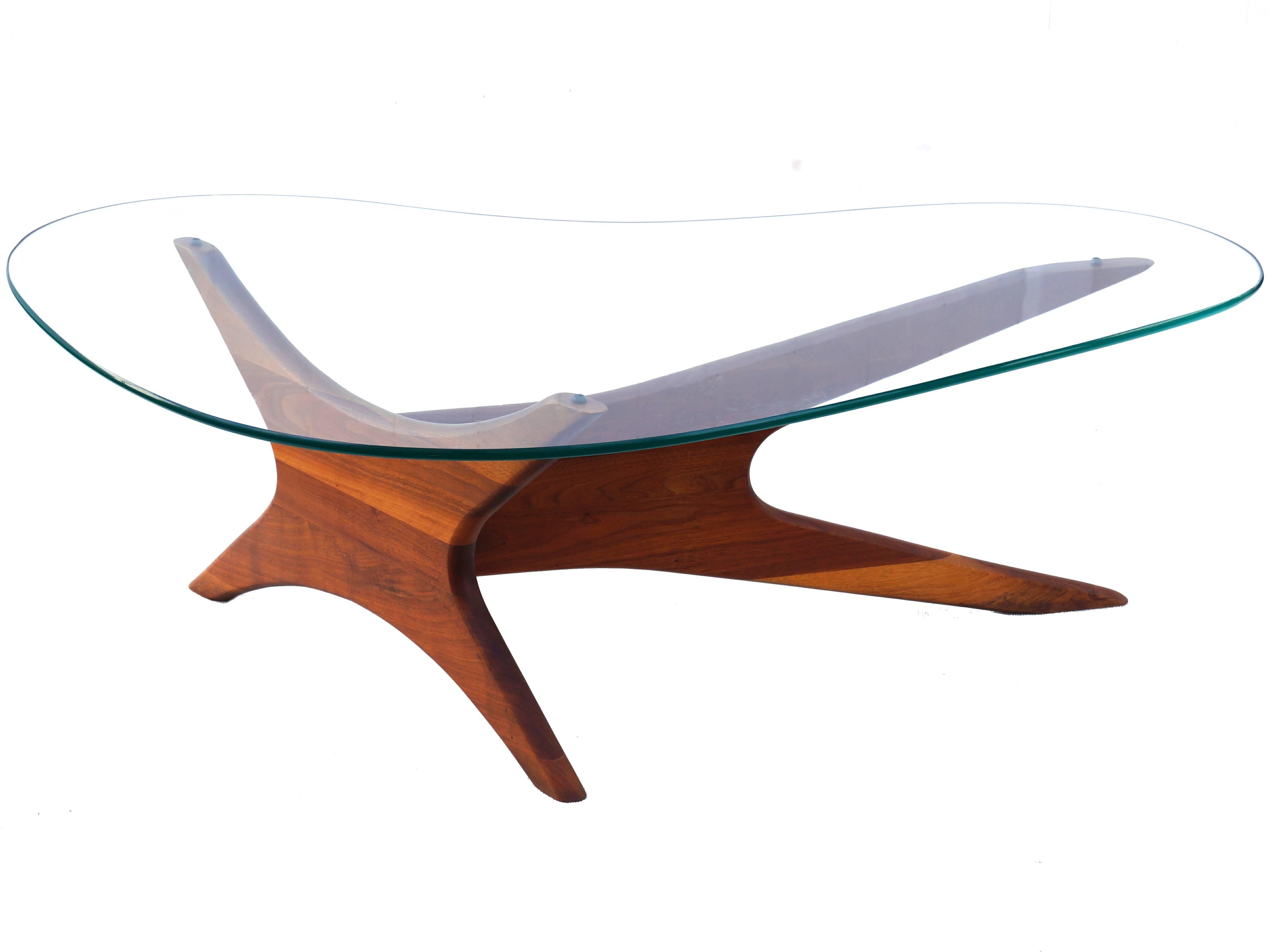 Adrian Pearsall Biomorphic Kidney Shaped Glass Coffee Table, Mid-Century Modern 1